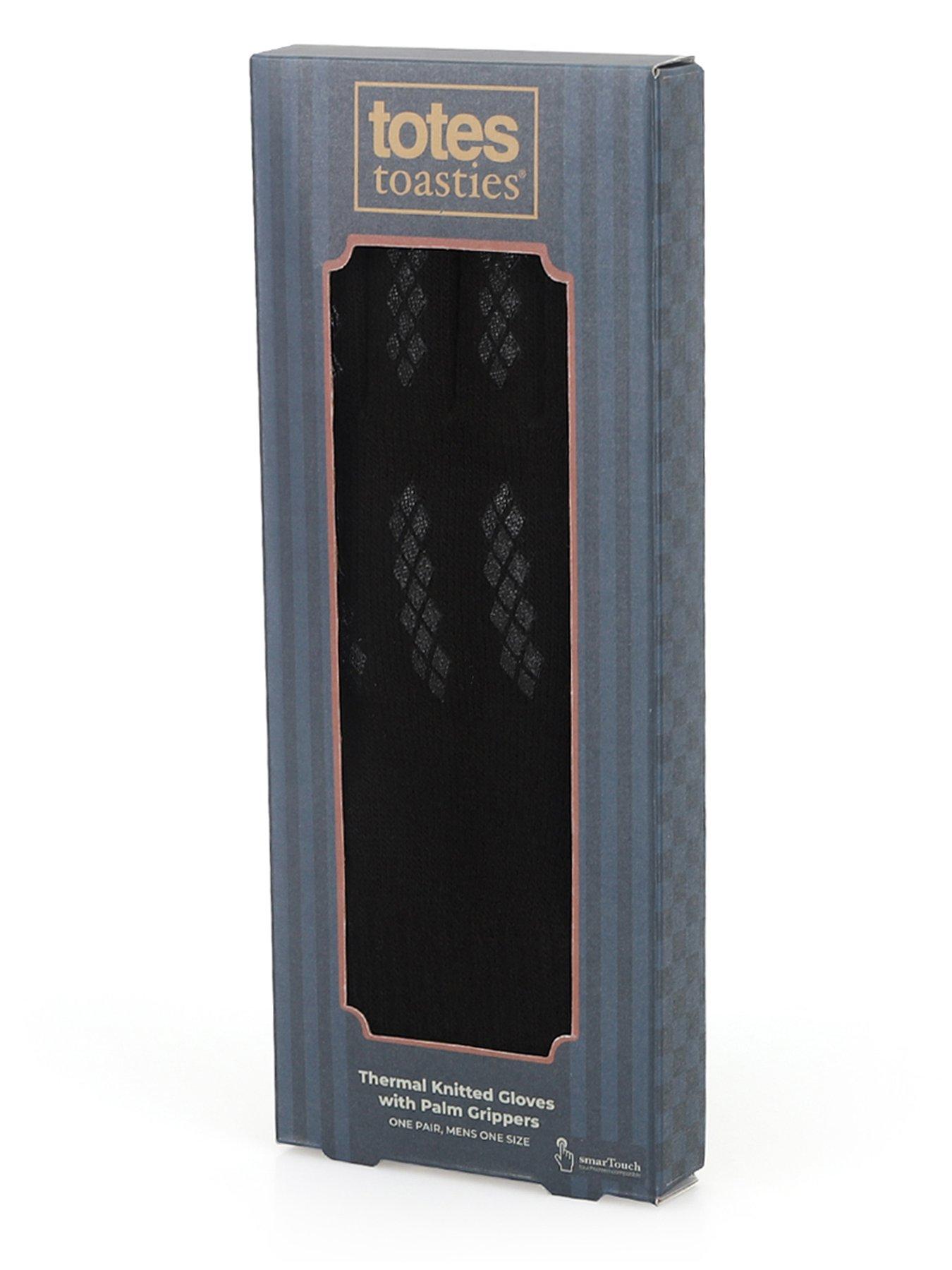 Image 4 of 5 of TOTES Mens Thermal Knitted Gloves With Palm Grippers And Smartouch - Black