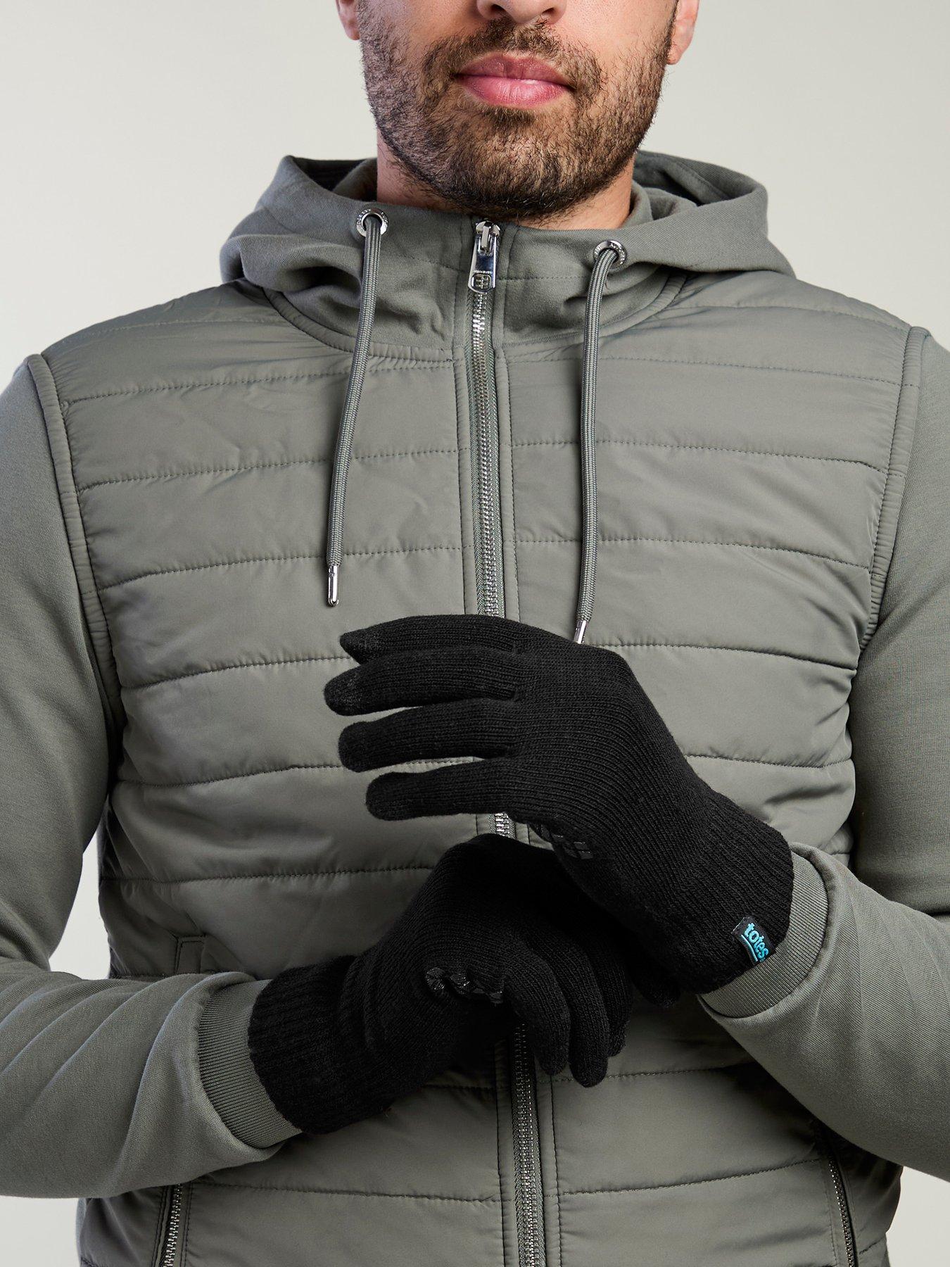 Image 5 of 5 of TOTES Mens Thermal Knitted Gloves With Palm Grippers And Smartouch - Black