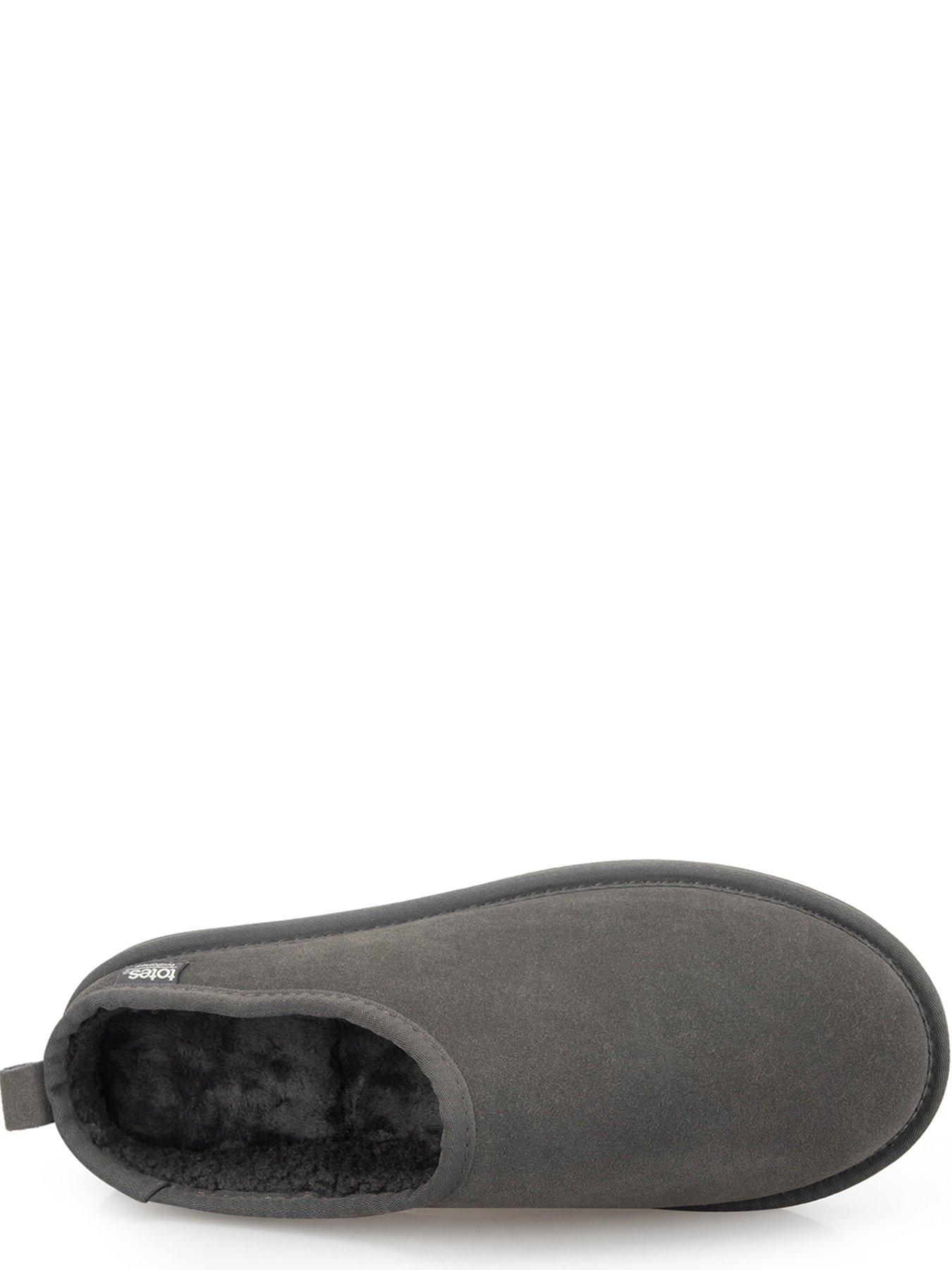 Image 3 of 5 of Totes Isotoner Mens Suede Mule Slippers With Borg Lining - Grey