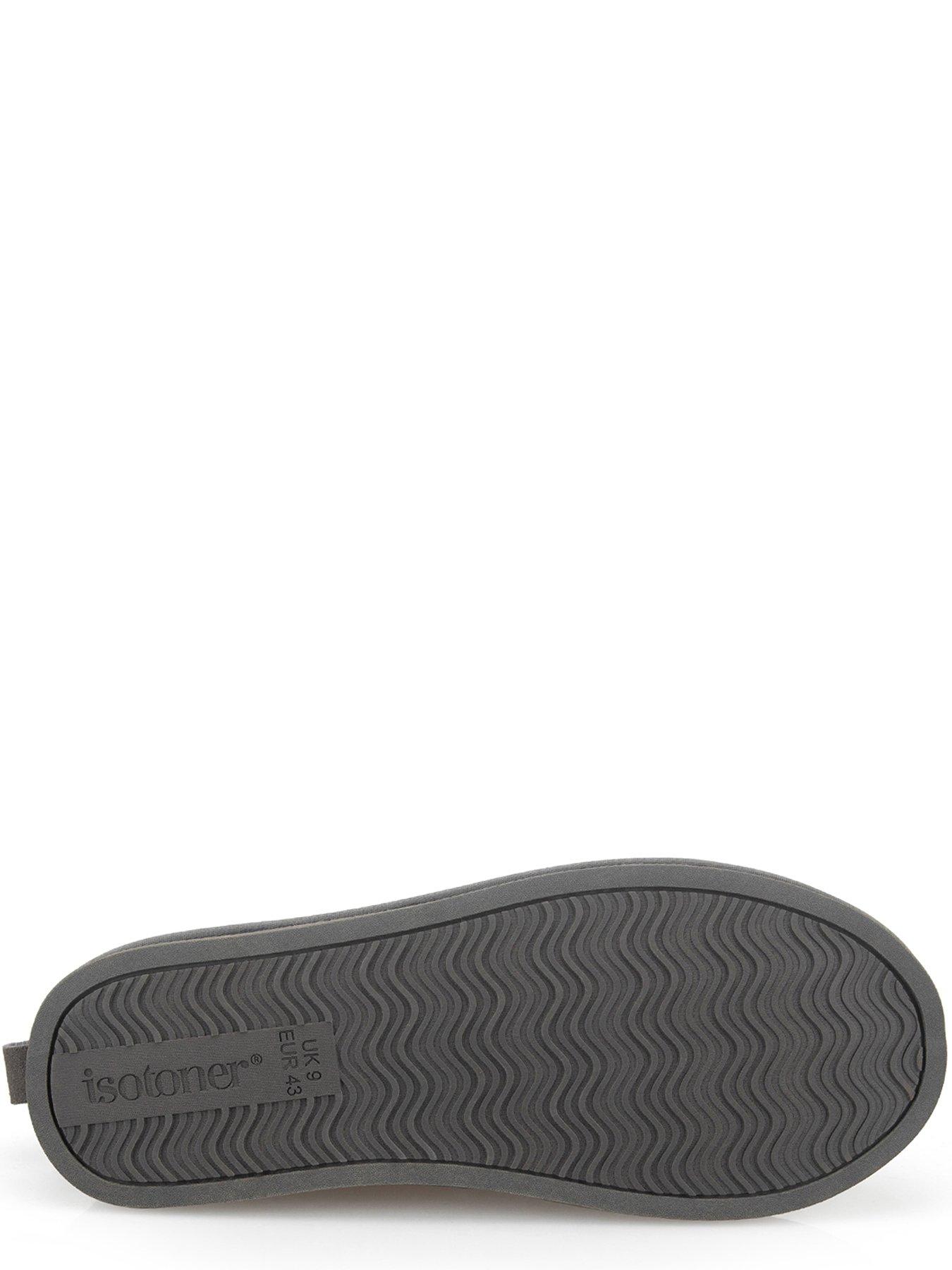 Image 4 of 5 of Totes Isotoner Mens Suede Mule Slippers With Borg Lining - Grey
