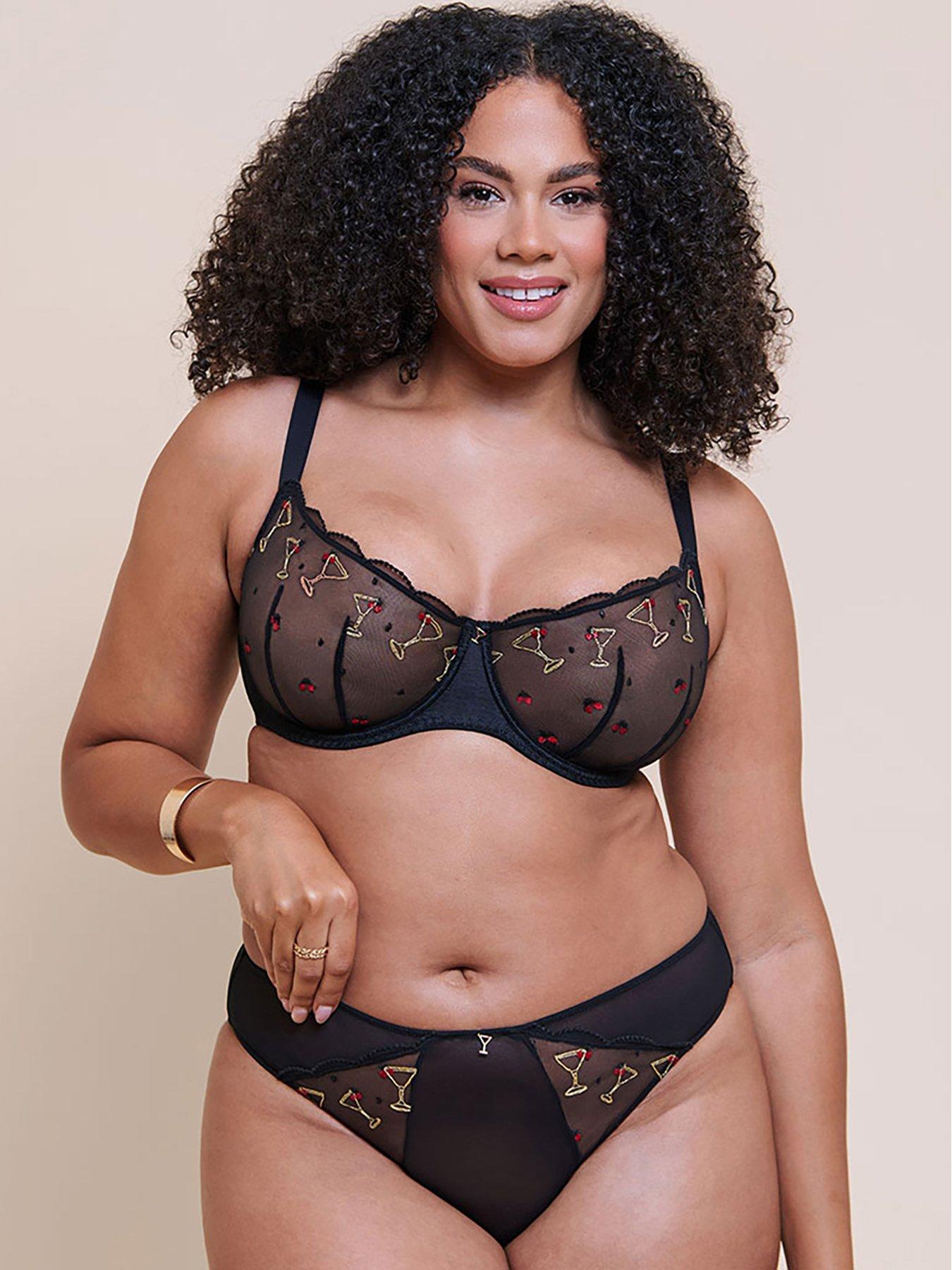 Image 2 of 6 of Curvy Kate Womens Happy Hour Moulded Seamless Underwired Balcony Bra - Black