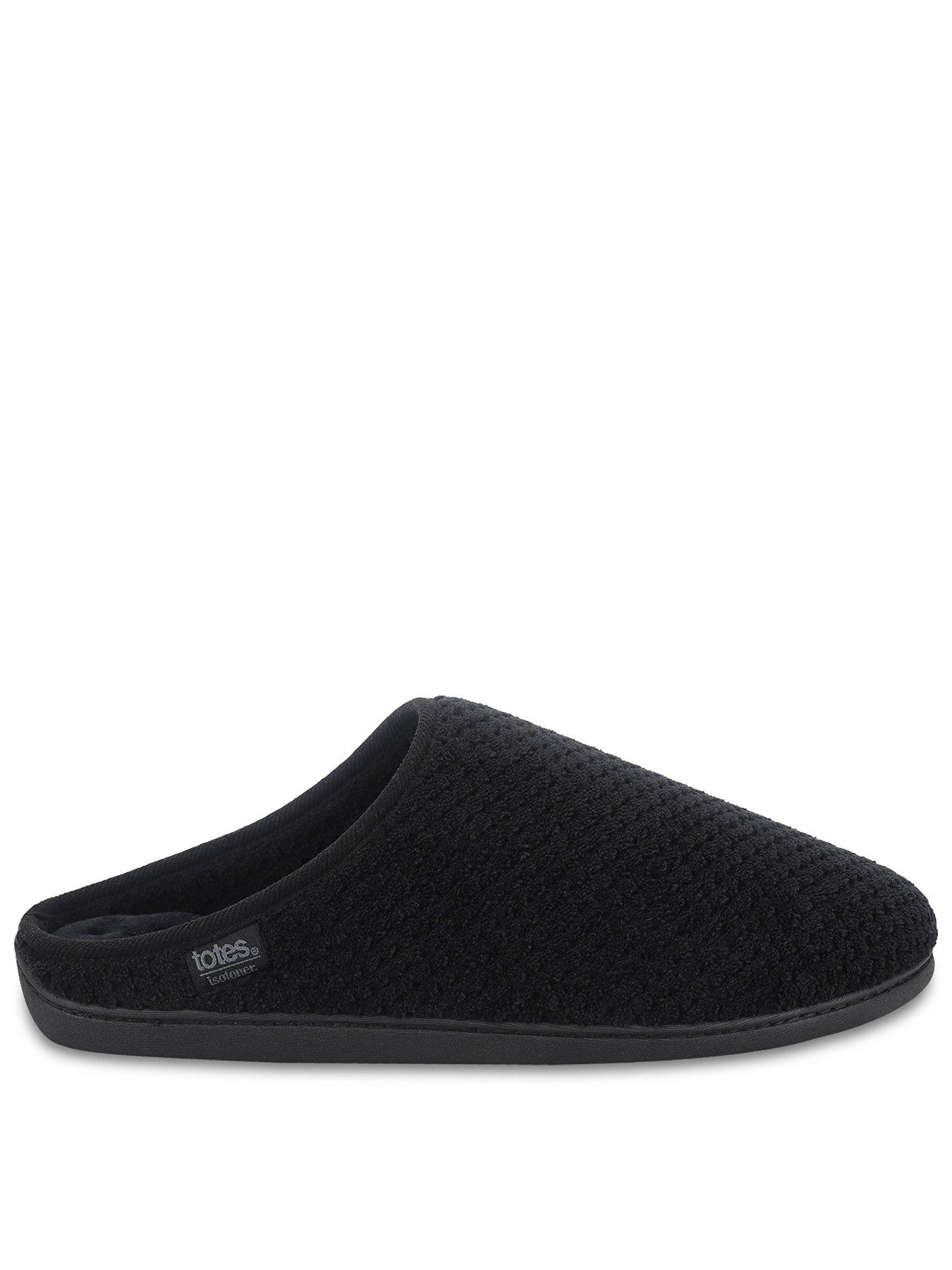 Image 1 of 4 of Totes Isotoner Mens Swept Back Popcorn Mule Slippers - Black