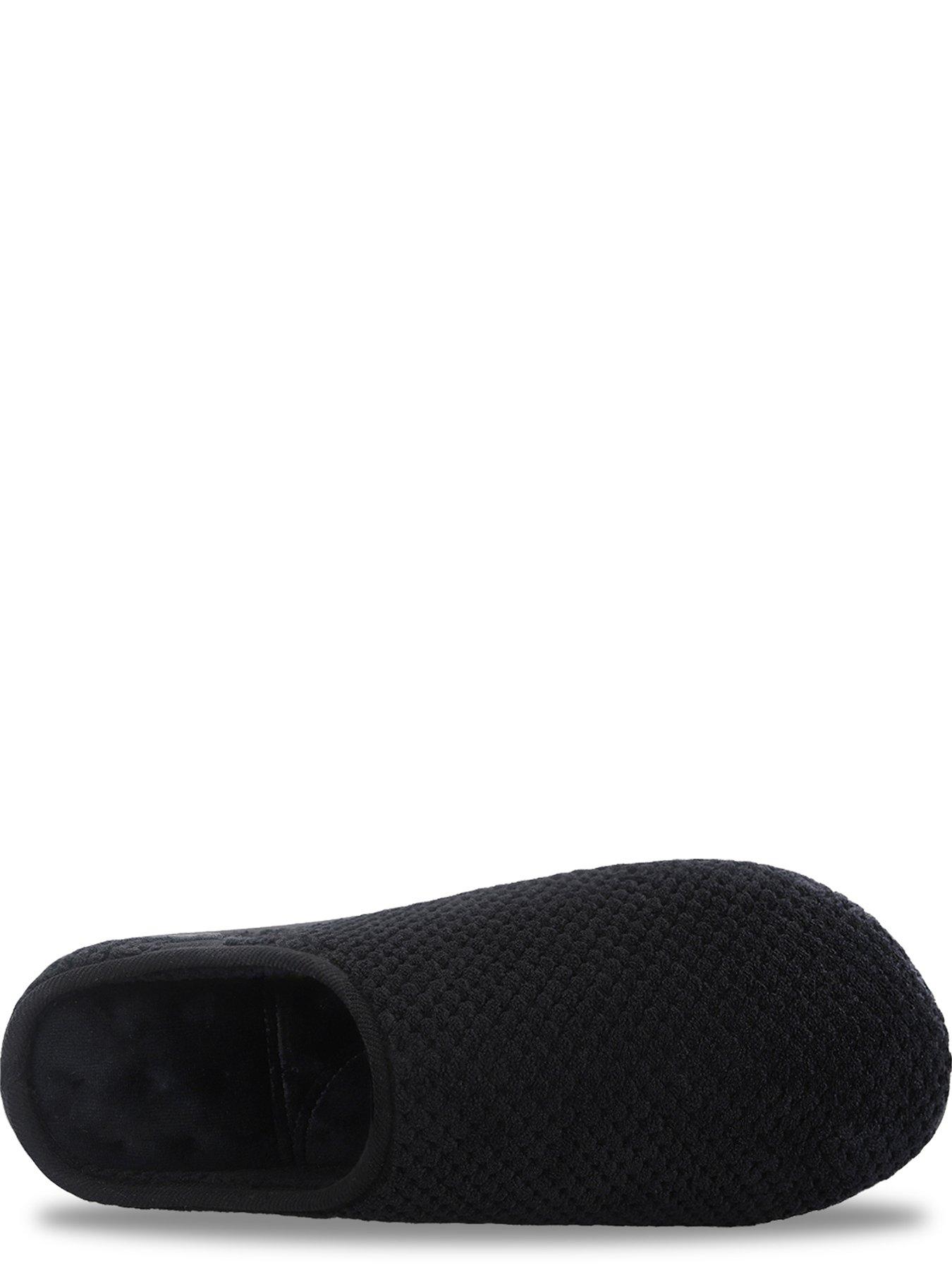 Image 2 of 4 of Totes Isotoner Mens Swept Back Popcorn Mule Slippers - Black