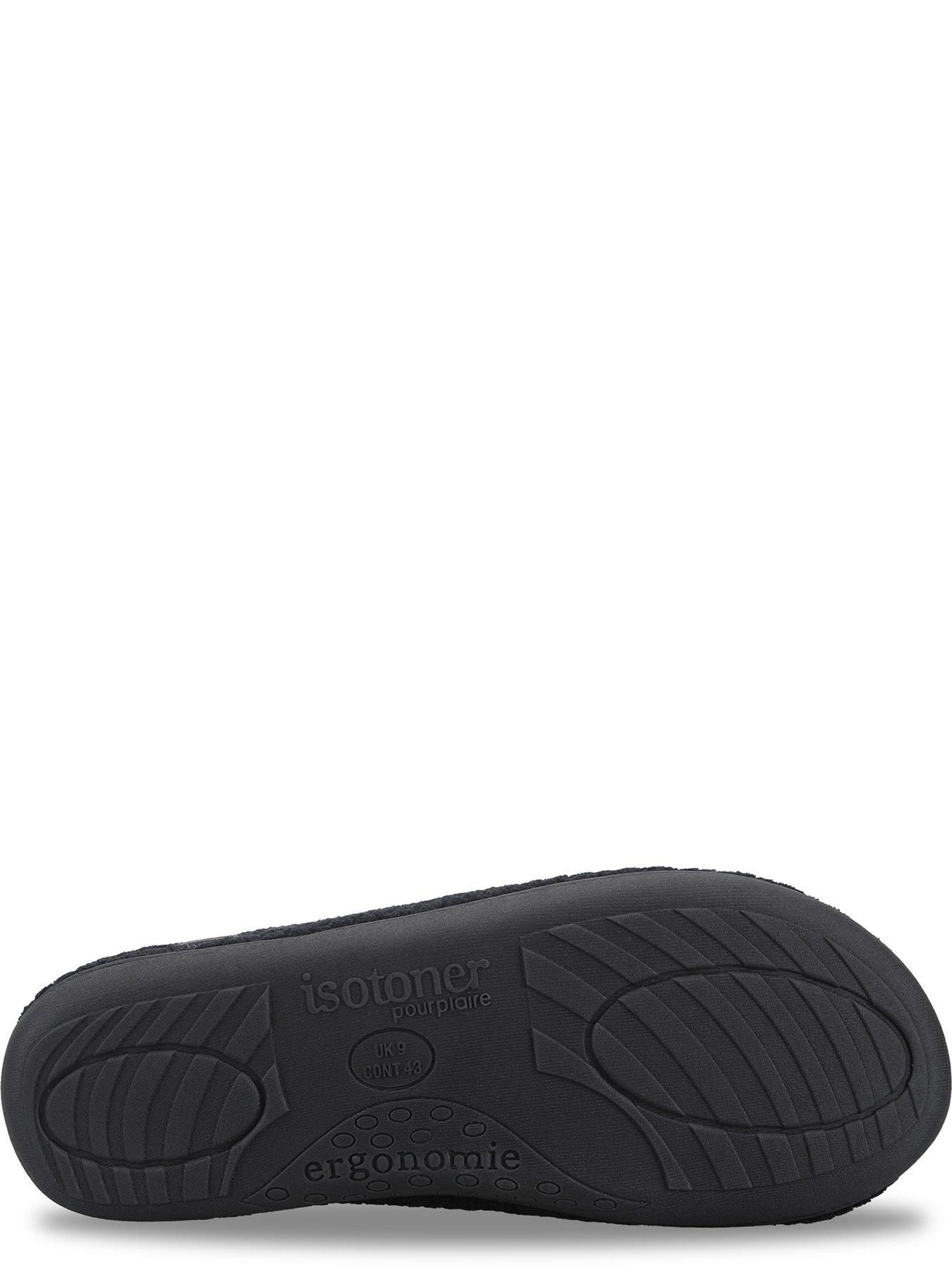 Image 3 of 4 of Totes Isotoner Mens Swept Back Popcorn Mule Slippers - Black