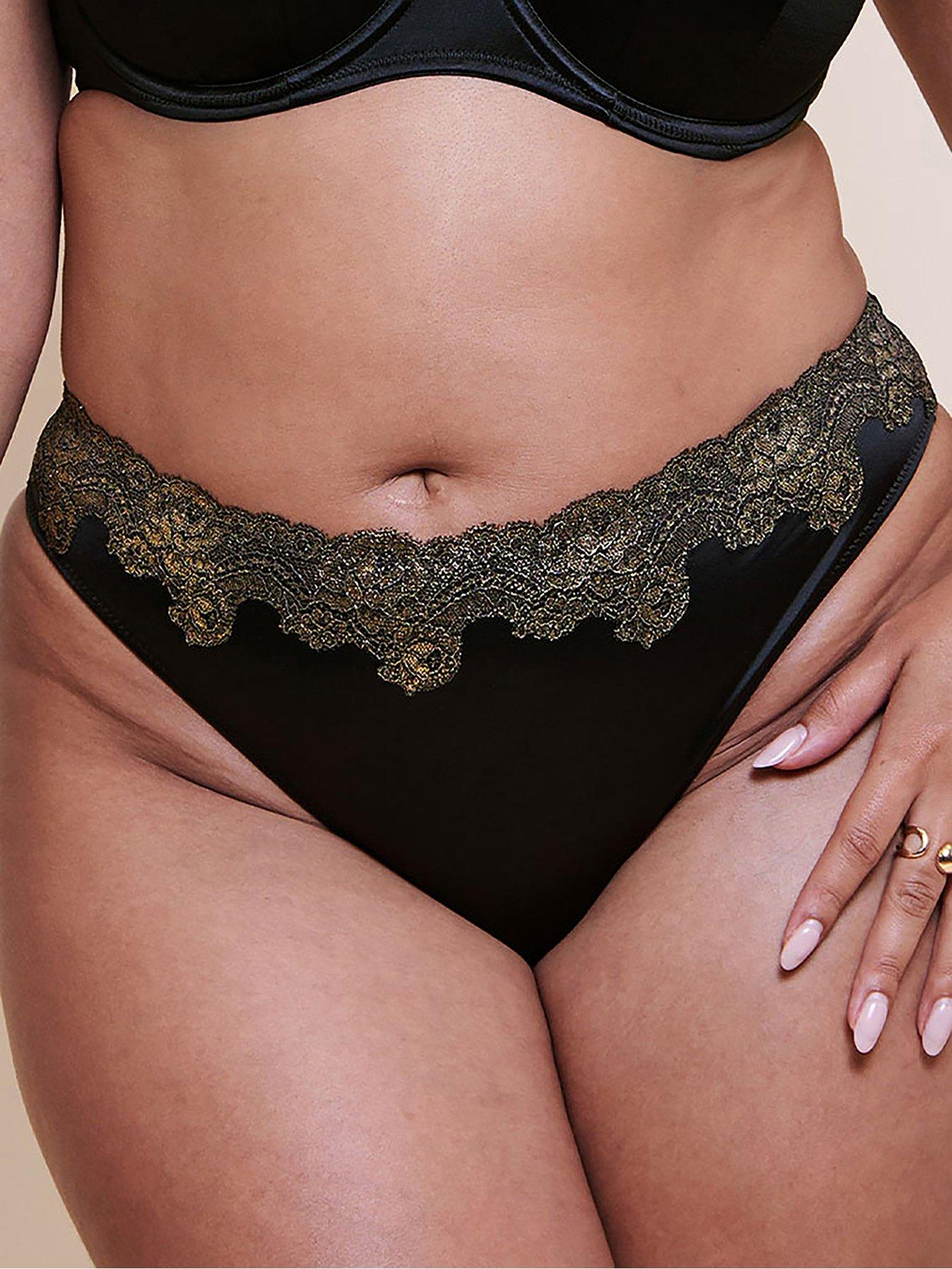 Image 1 of 6 of Curvy Kate Curvy Kate Boost Lace Tanga Brief - Black/gold
