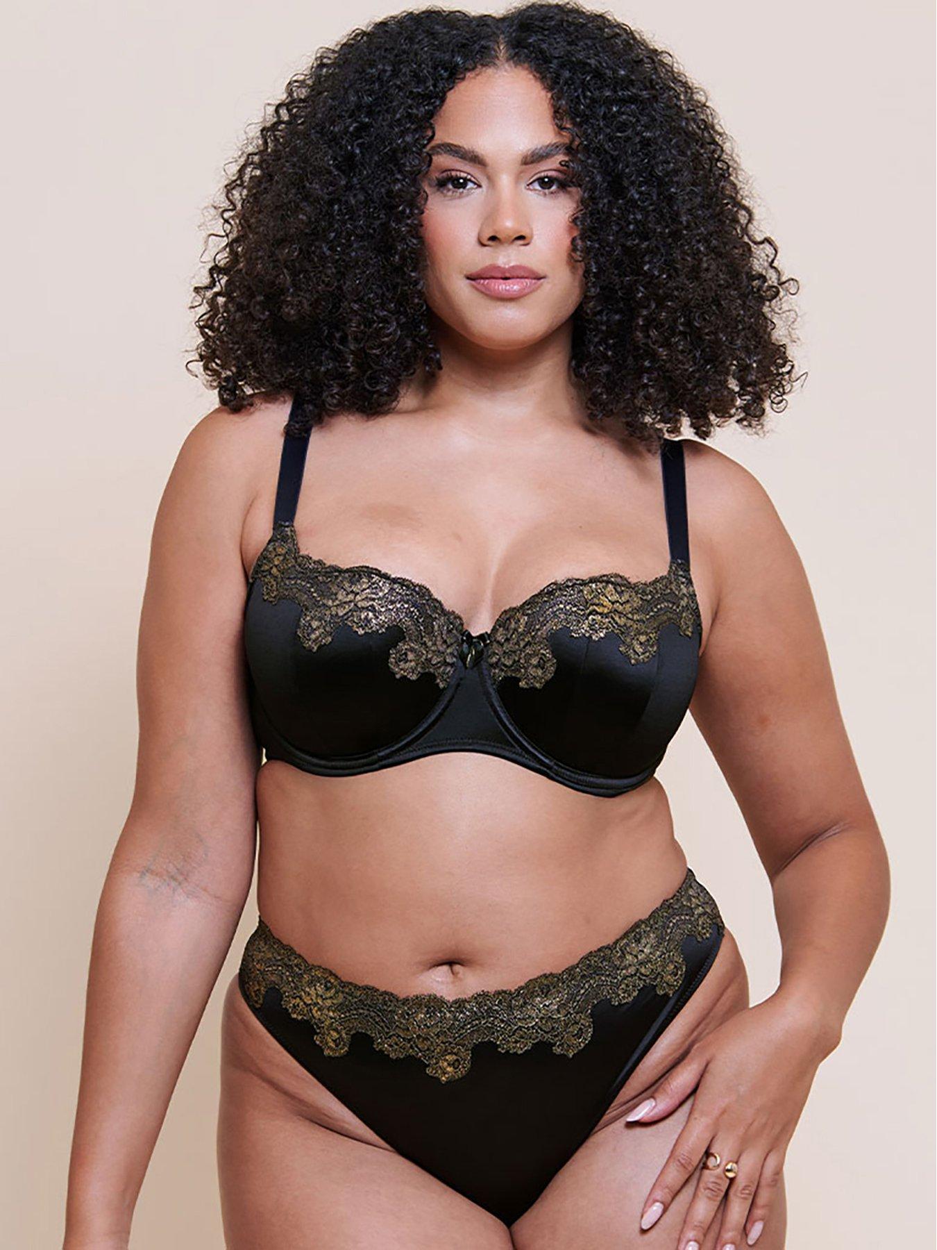 Image 3 of 6 of Curvy Kate Curvy Kate Boost Lace Tanga Brief - Black/gold