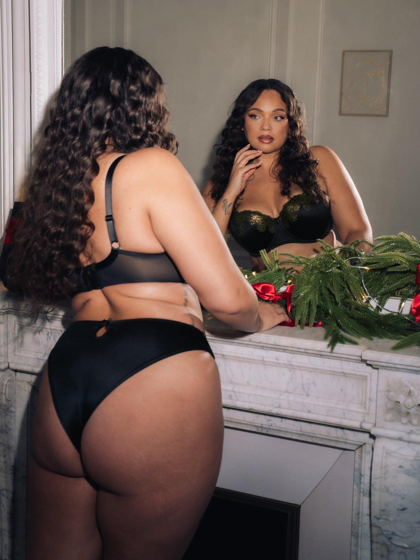 Image 5 of 6 of Curvy Kate Curvy Kate Boost Lace Tanga Brief - Black/gold
