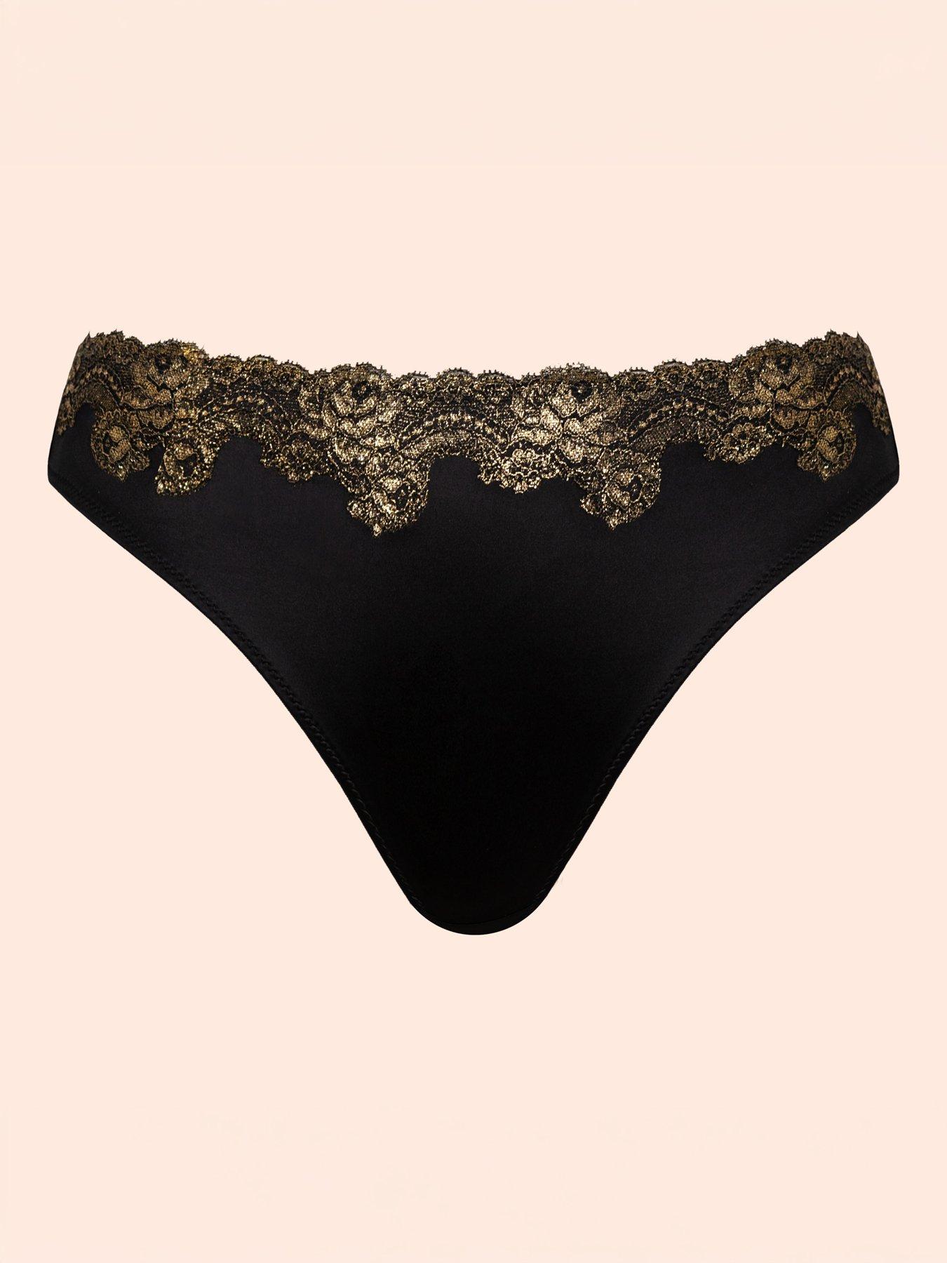 Image 6 of 6 of Curvy Kate Curvy Kate Boost Lace Tanga Brief - Black/gold