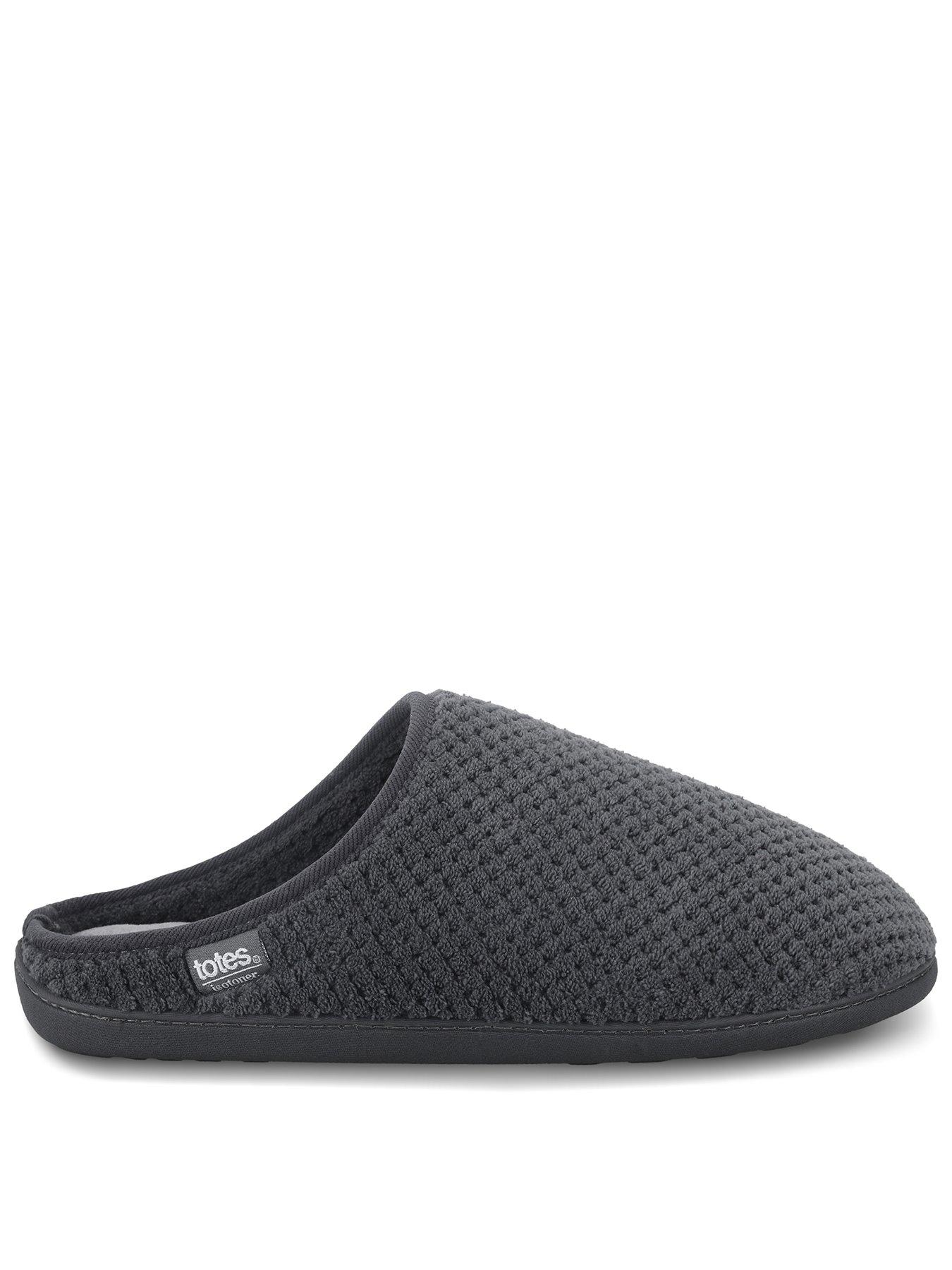 Image 1 of 5 of Totes Isotoner Mens Swept Back Popcorn Mule Slippers - Grey