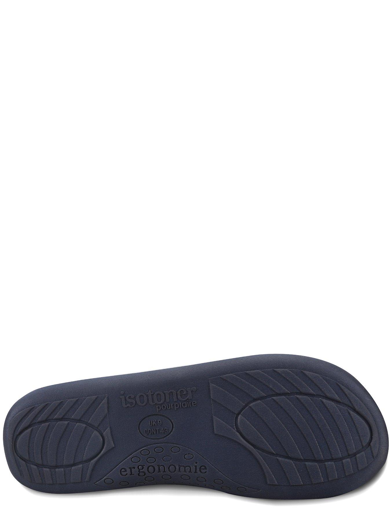 Image 3 of 5 of Totes Isotoner Mens Swept Back Popcorn Mule Slippers - Navy