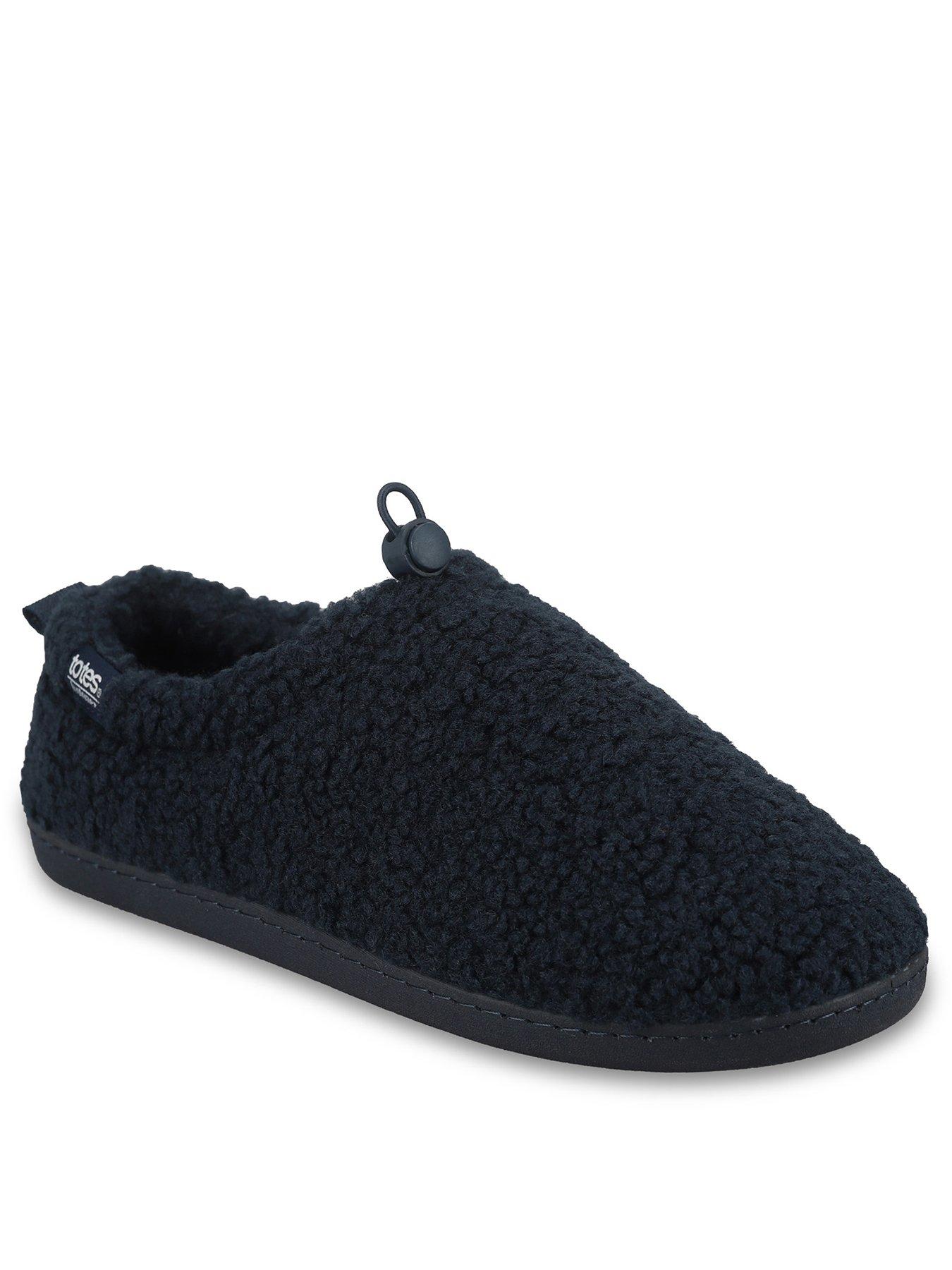 Image 2 of 5 of Totes Isotoner Mens Borg Full Back Slippers With Toggle - Navy