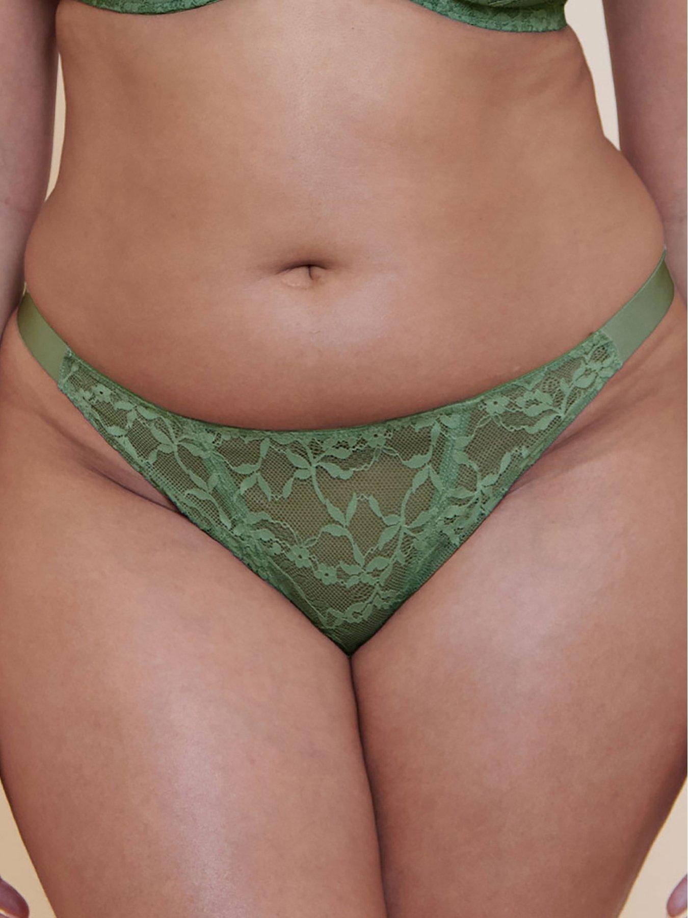 Image 1 of 6 of Curvy Kate Curvy Kate All Night Lace Tanga - Dusky Green