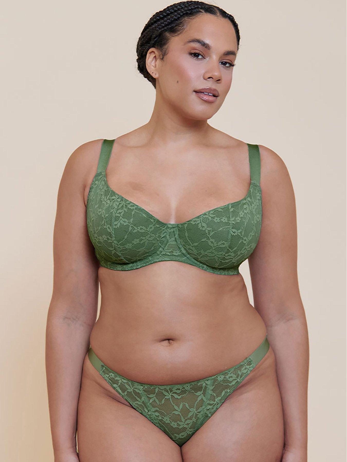 Image 3 of 6 of Curvy Kate Curvy Kate All Night Lace Tanga - Dusky Green
