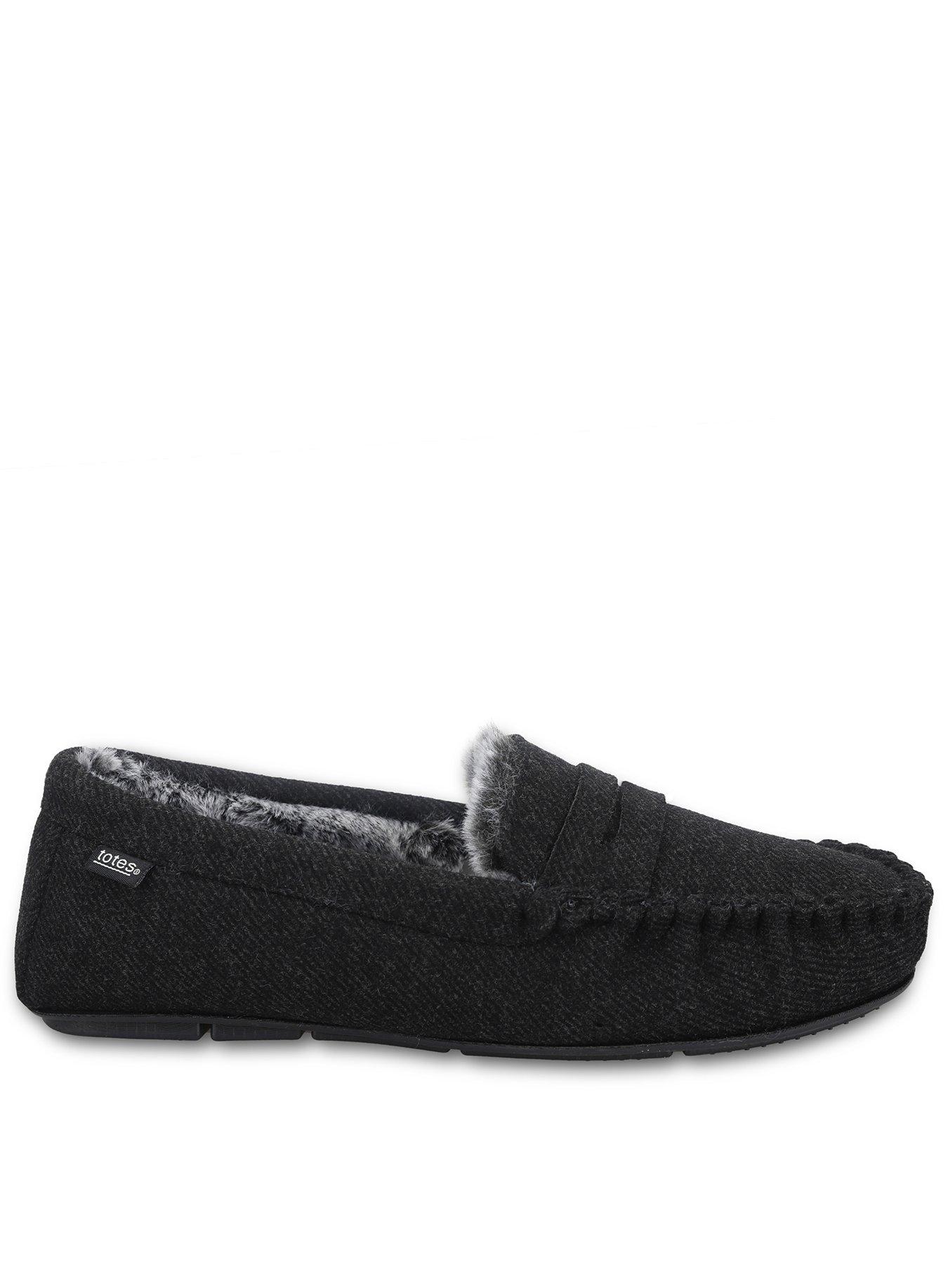 Image 1 of 5 of TOTES Totes Mens Soft Herringbone Moccasin Slippers - Grey