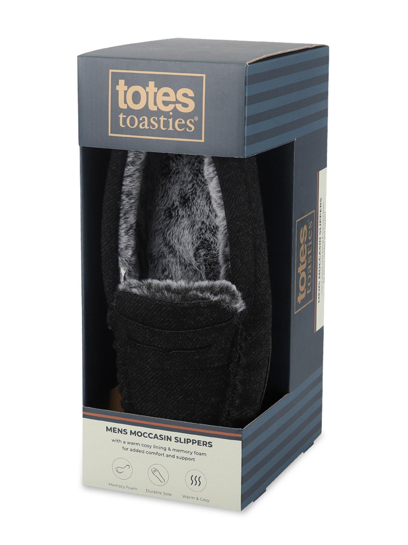 Image 4 of 5 of TOTES Totes Mens Soft Herringbone Moccasin Slippers - Grey