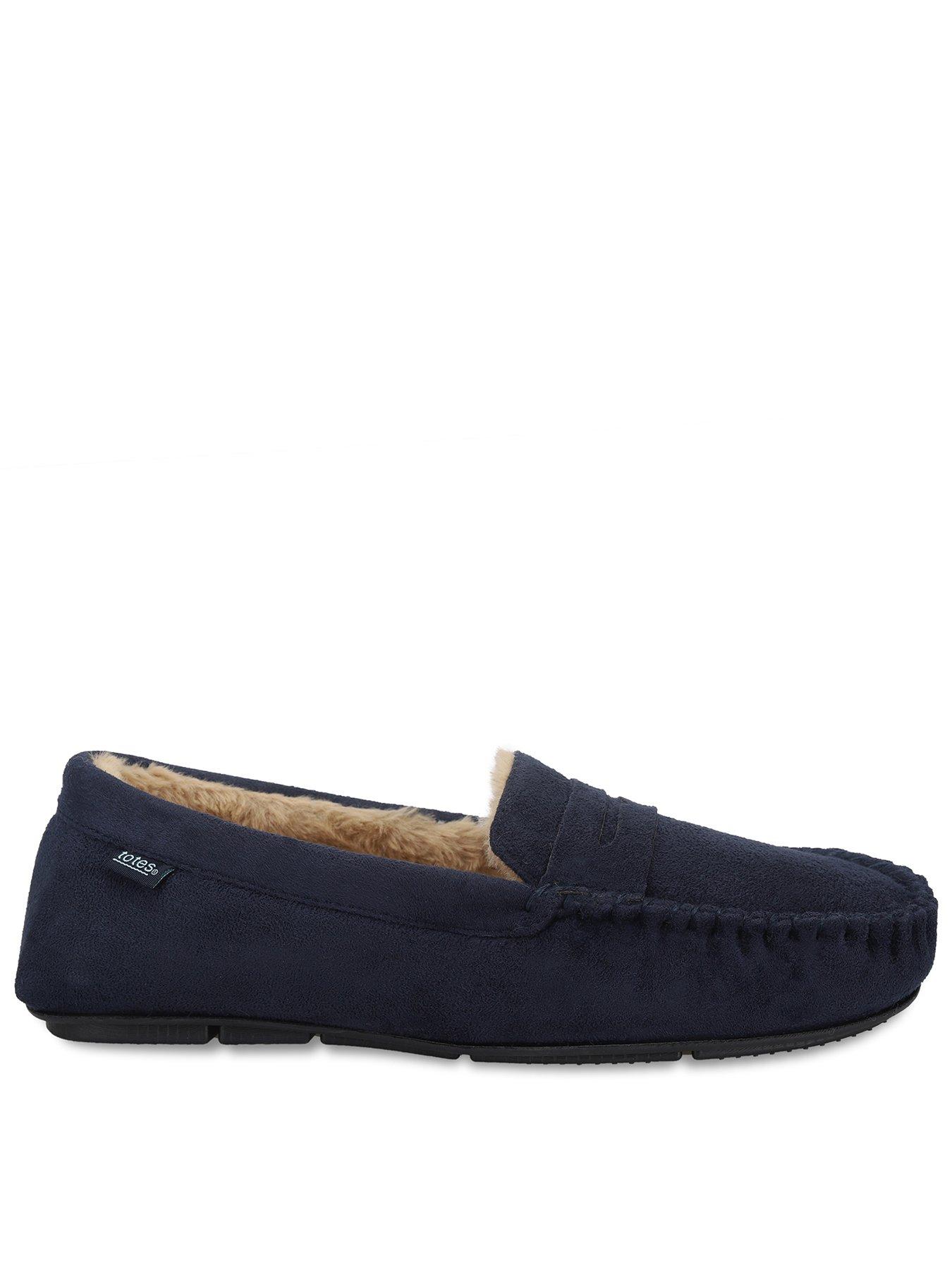 Image 1 of 5 of TOTES Totes Mens Suedette Moccasin Slippers - Blue