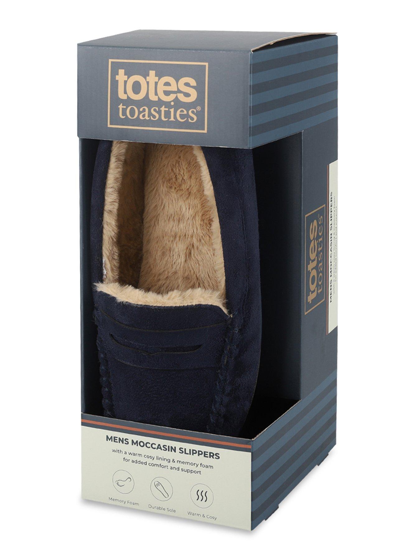 Image 4 of 5 of TOTES Totes Mens Suedette Moccasin Slippers - Blue