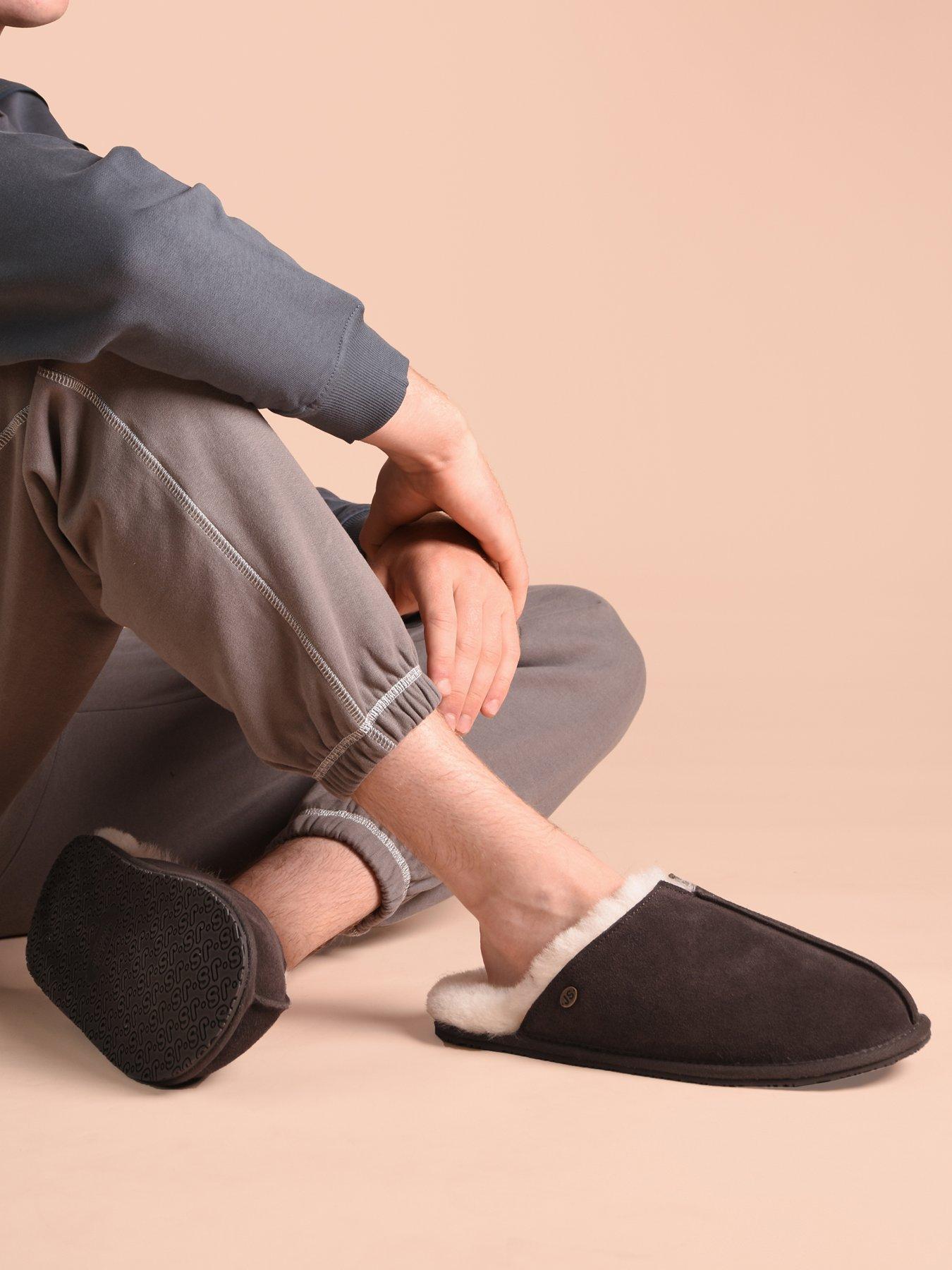 Image 5 of 5 of Just Sheepskin Mens Jude Sheepskin Lined Mule Slippers - Chocolate