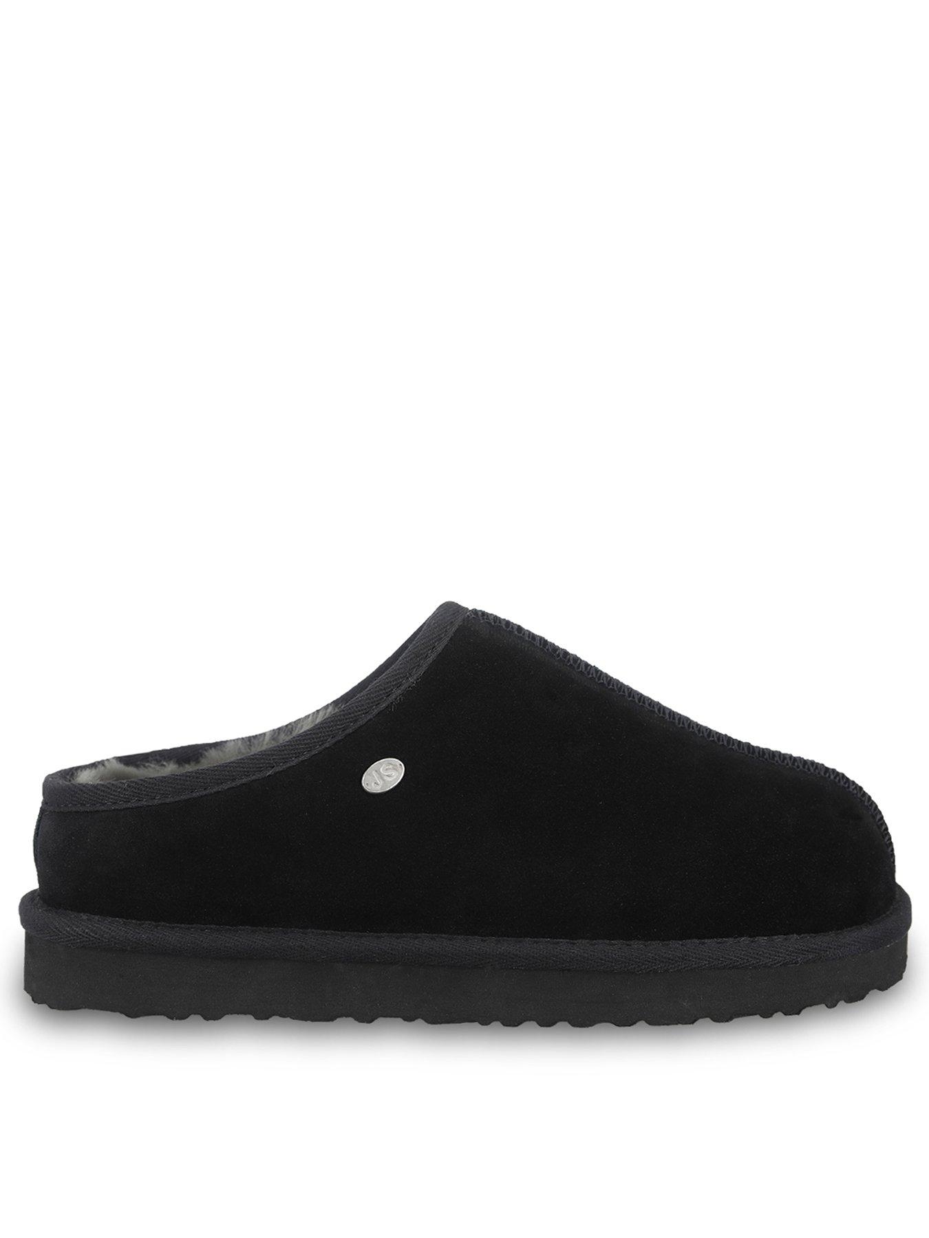 Image 1 of 5 of Just Sheepskin Mens Louis Genuine Sheepskin Suede Mule Slippers - Black