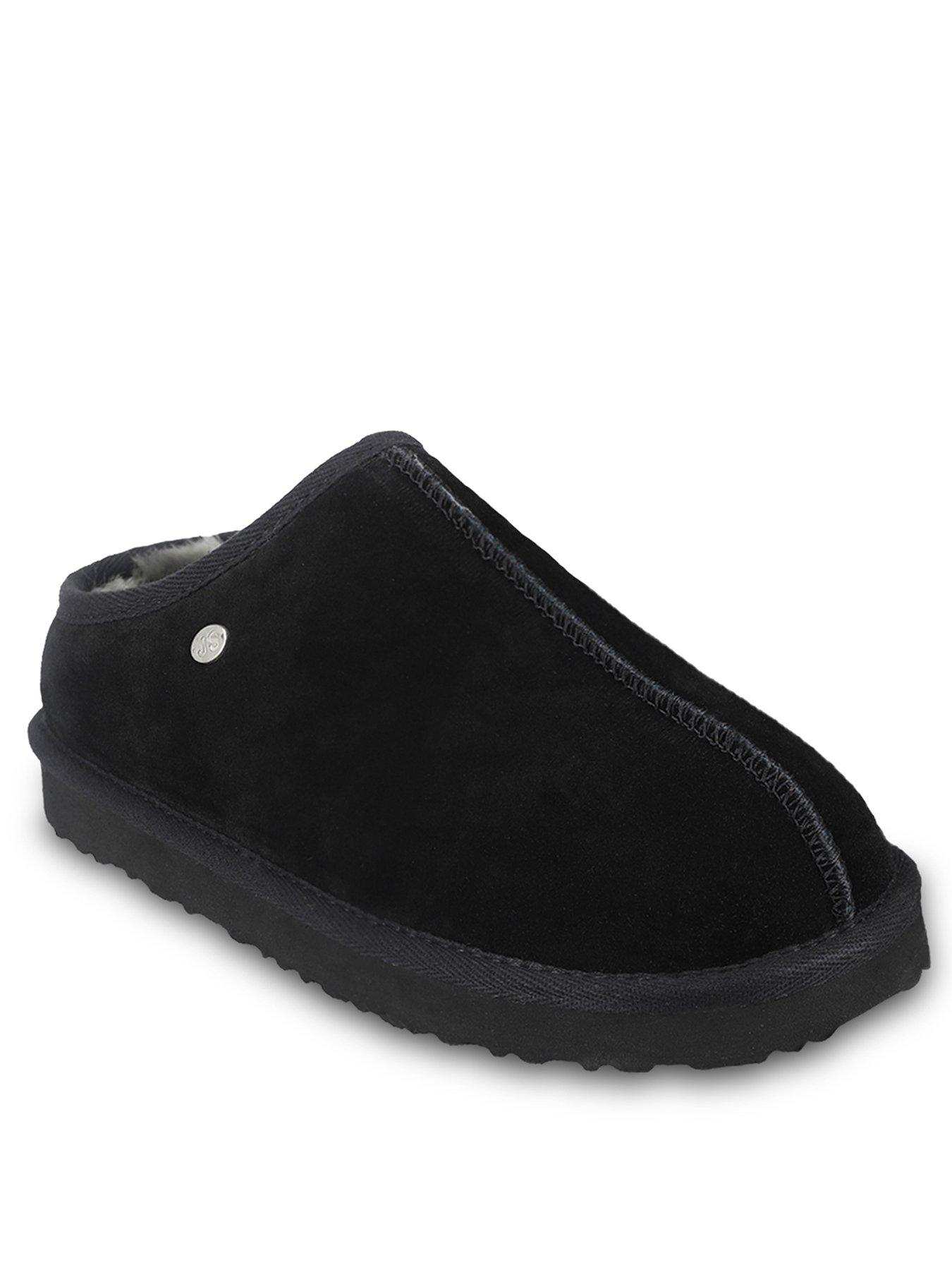 Image 2 of 5 of Just Sheepskin Mens Louis Genuine Sheepskin Suede Mule Slippers - Black