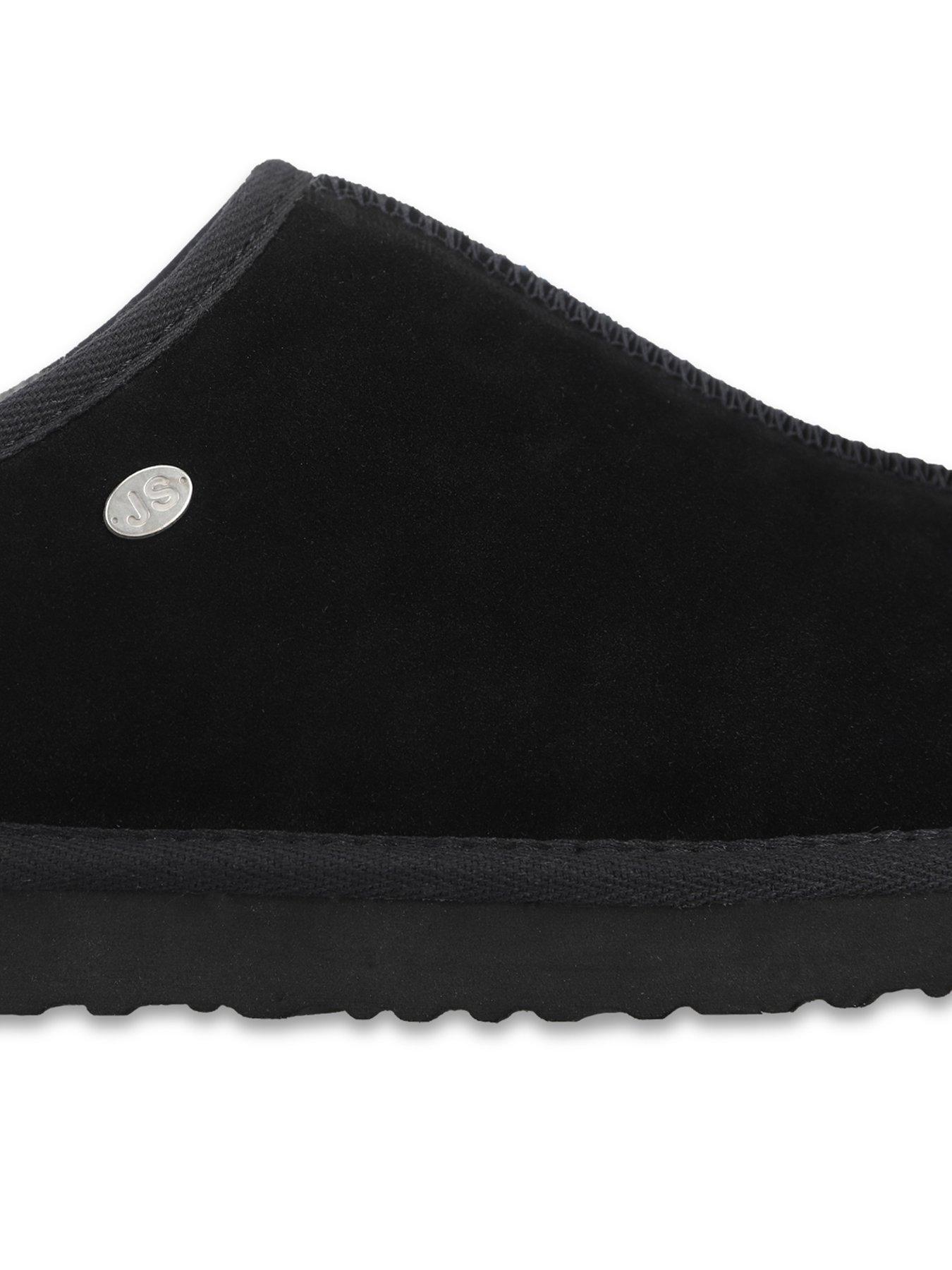 Image 4 of 5 of Just Sheepskin Mens Louis Genuine Sheepskin Suede Mule Slippers - Black