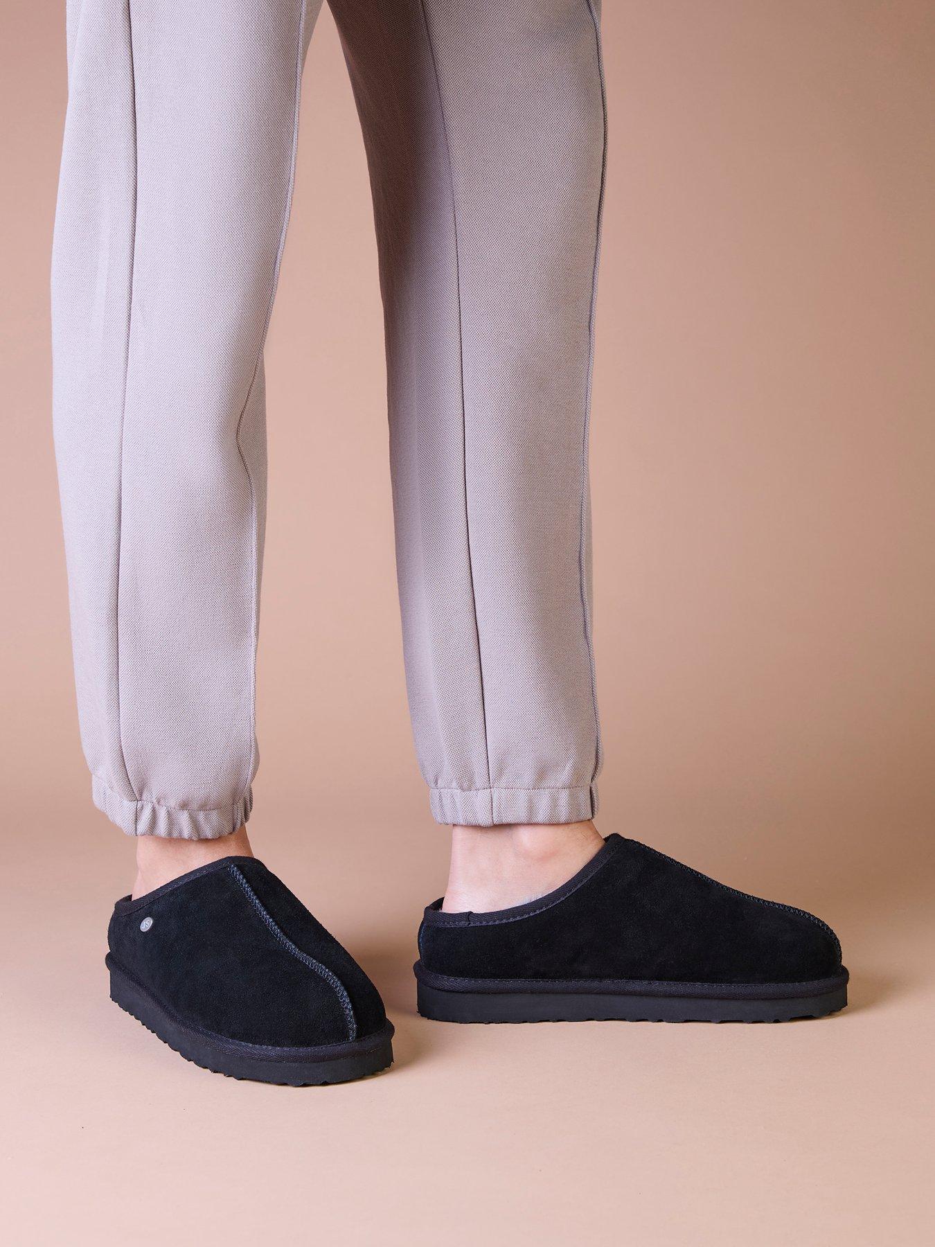 Image 5 of 5 of Just Sheepskin Mens Louis Genuine Sheepskin Suede Mule Slippers - Black