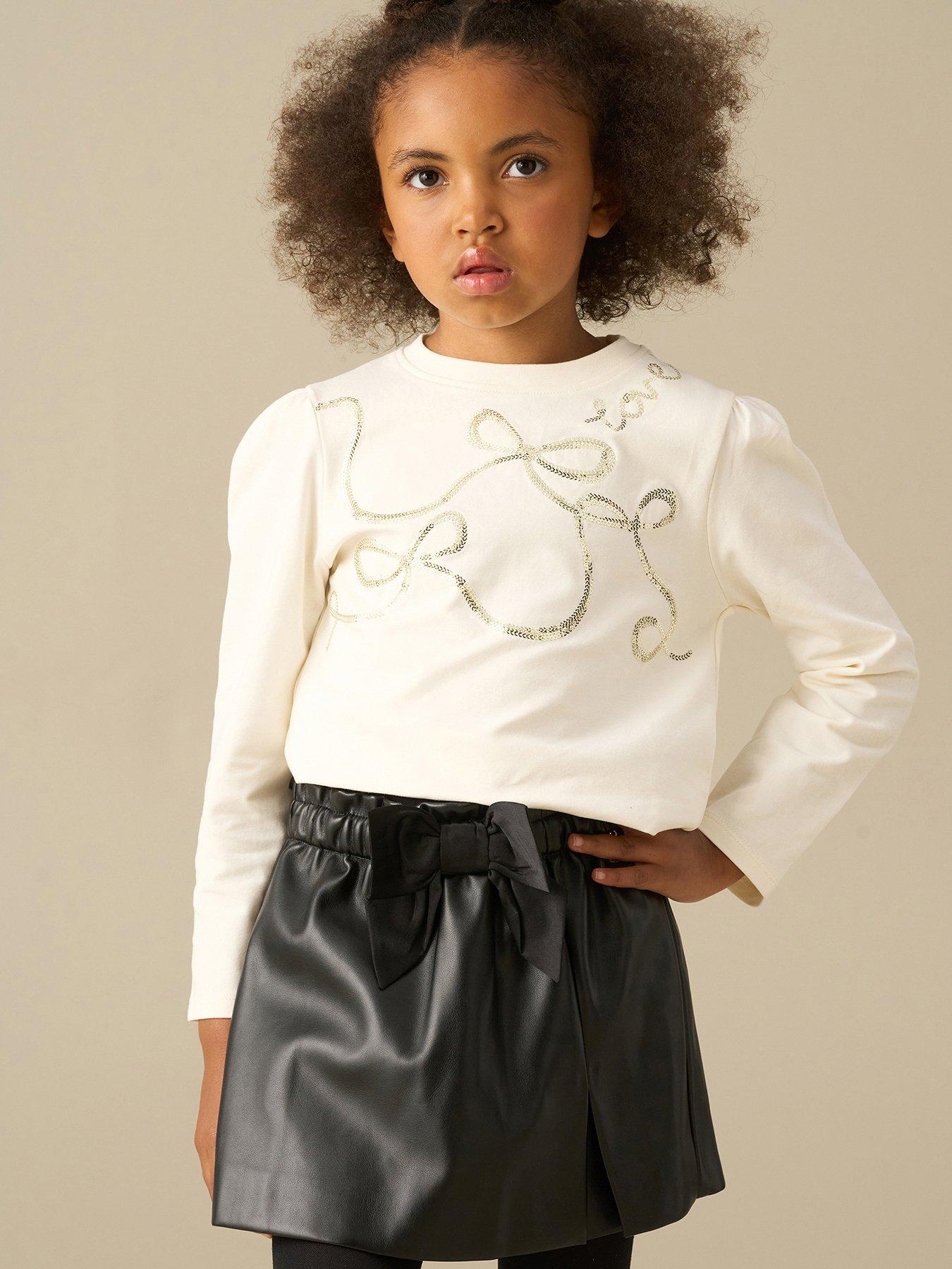 Image 1 of 3 of Angel & Rocket Girls Ada Bow Faux Leather Skort - Black