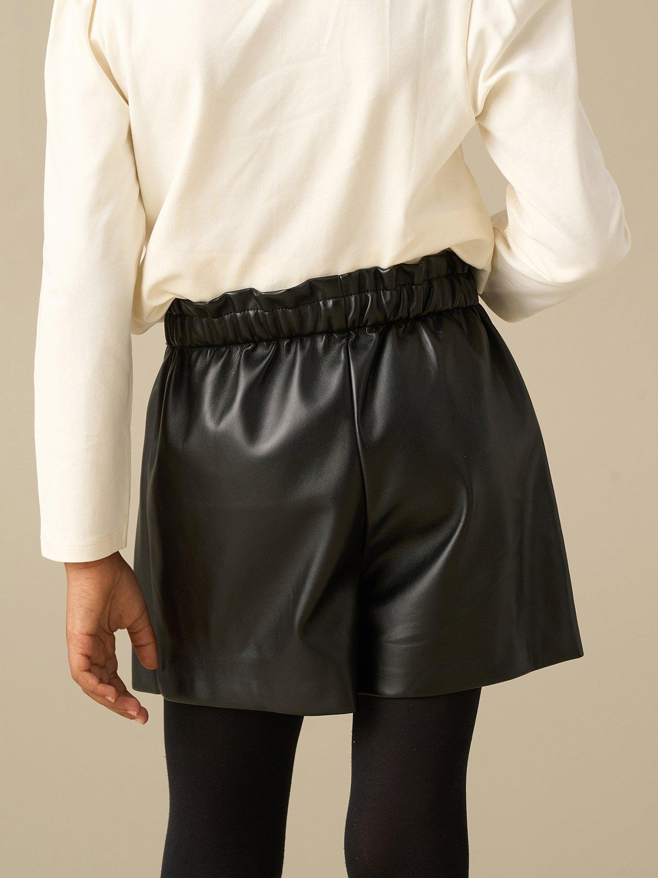 Image 2 of 3 of Angel & Rocket Girls Ada Bow Faux Leather Skort - Black