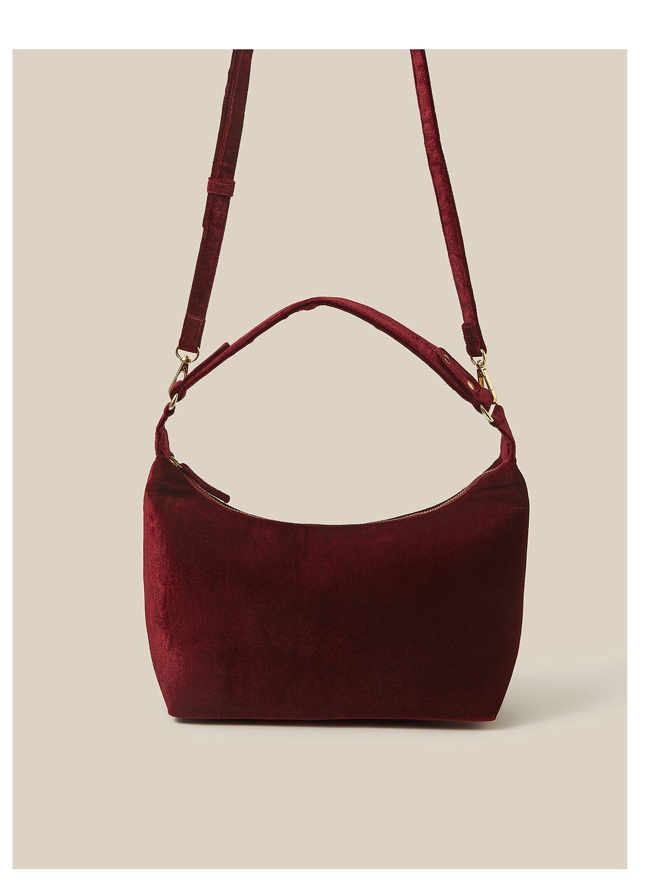 Image 1 of 4 of Monsoon Womens Vanya Velvet Adjustable Strap Crossbody Bag - Red
