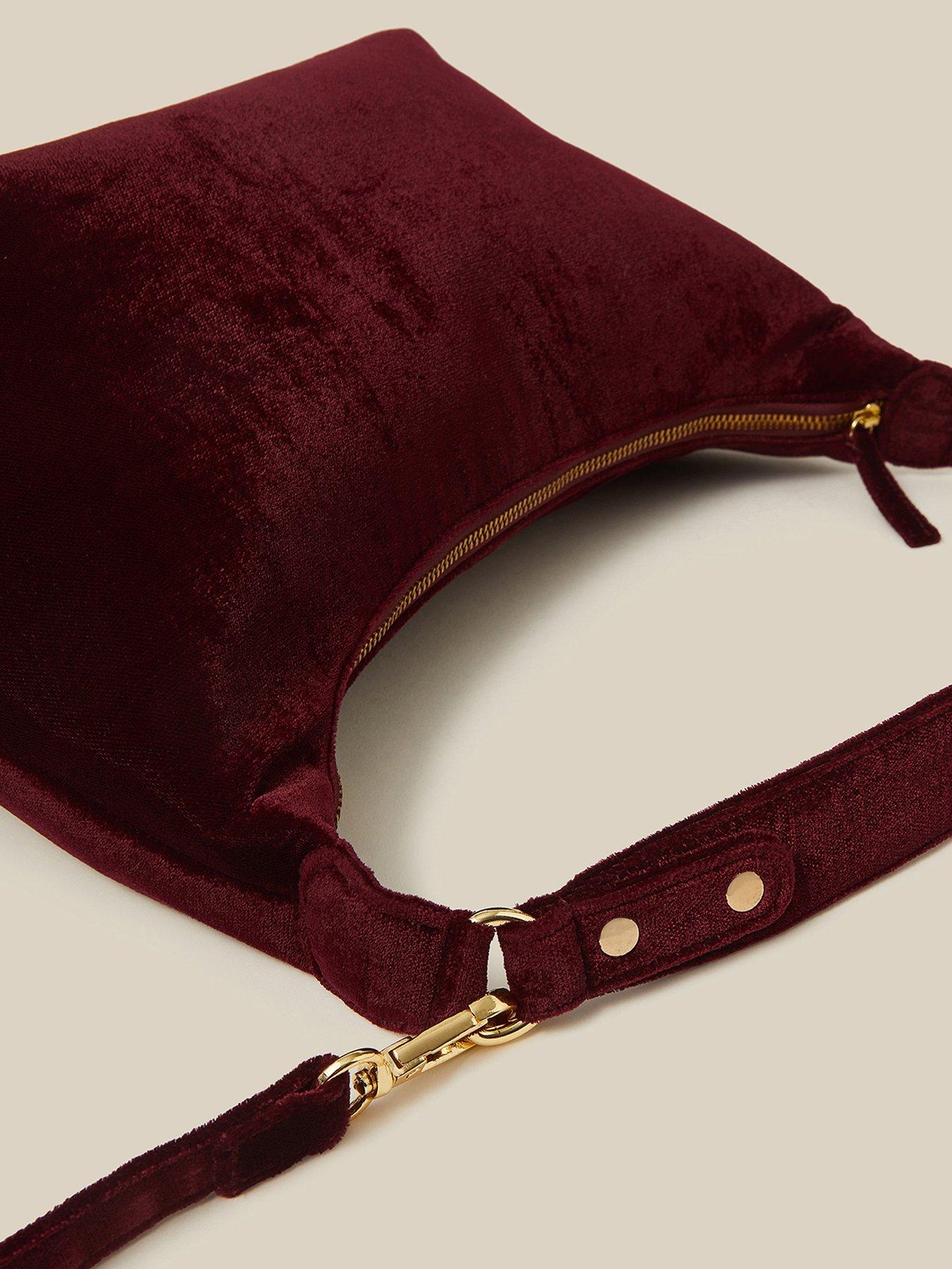 Image 4 of 4 of Monsoon Womens Vanya Velvet Adjustable Strap Crossbody Bag - Red
