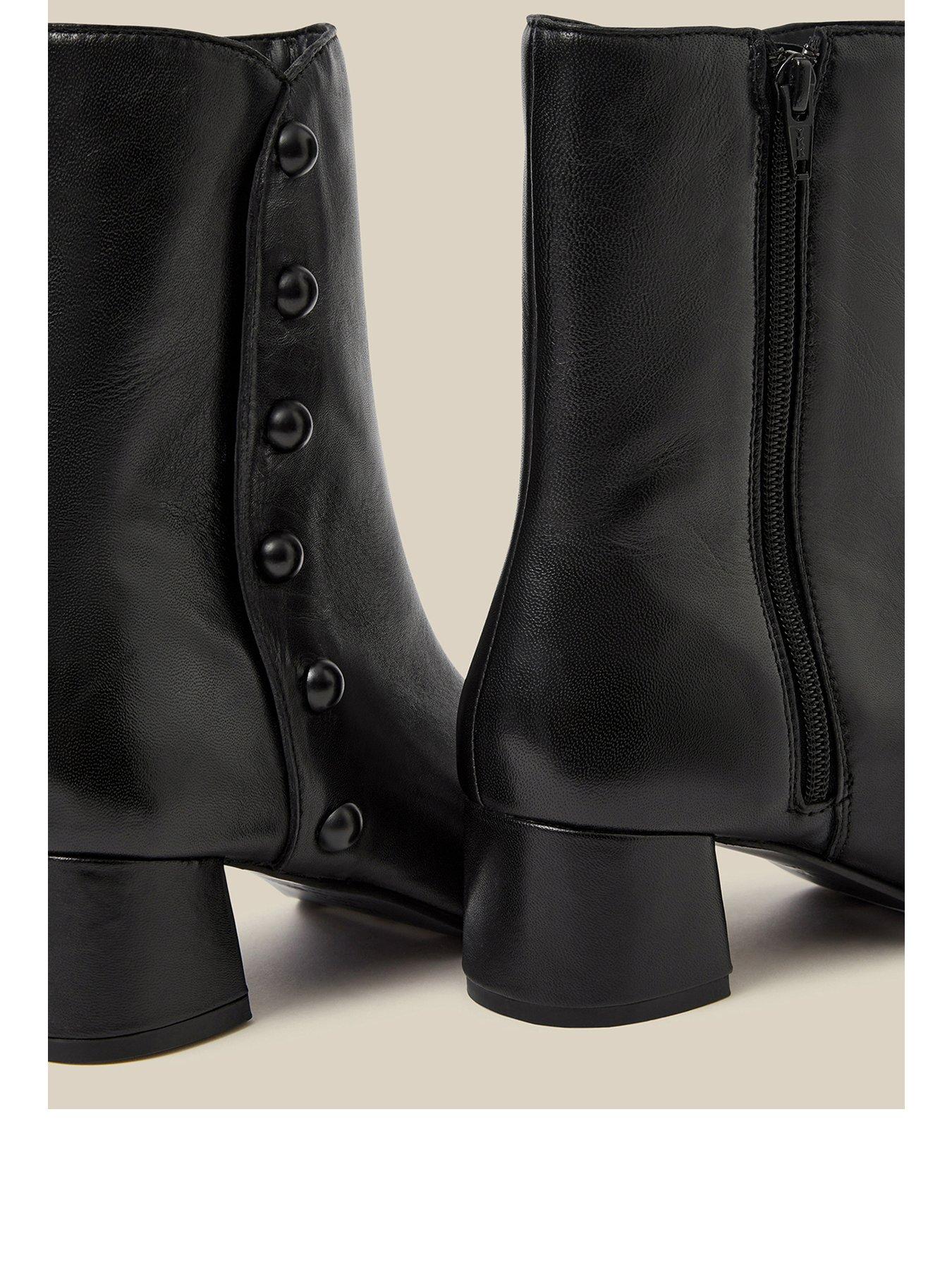 Image 3 of 3 of Monsoon Womens Hettie Leather Button Ankle Boots - Black