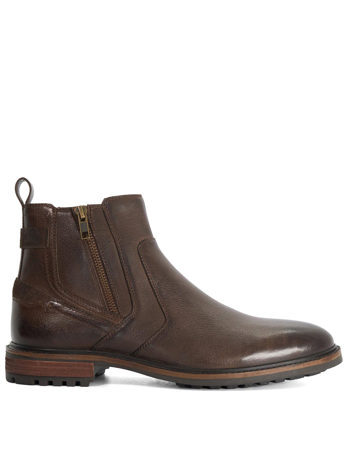 Image 2 of 6 of Dune London Mens Scouter Side Zip Chunky Tread Ankle Boots - Dark Brown