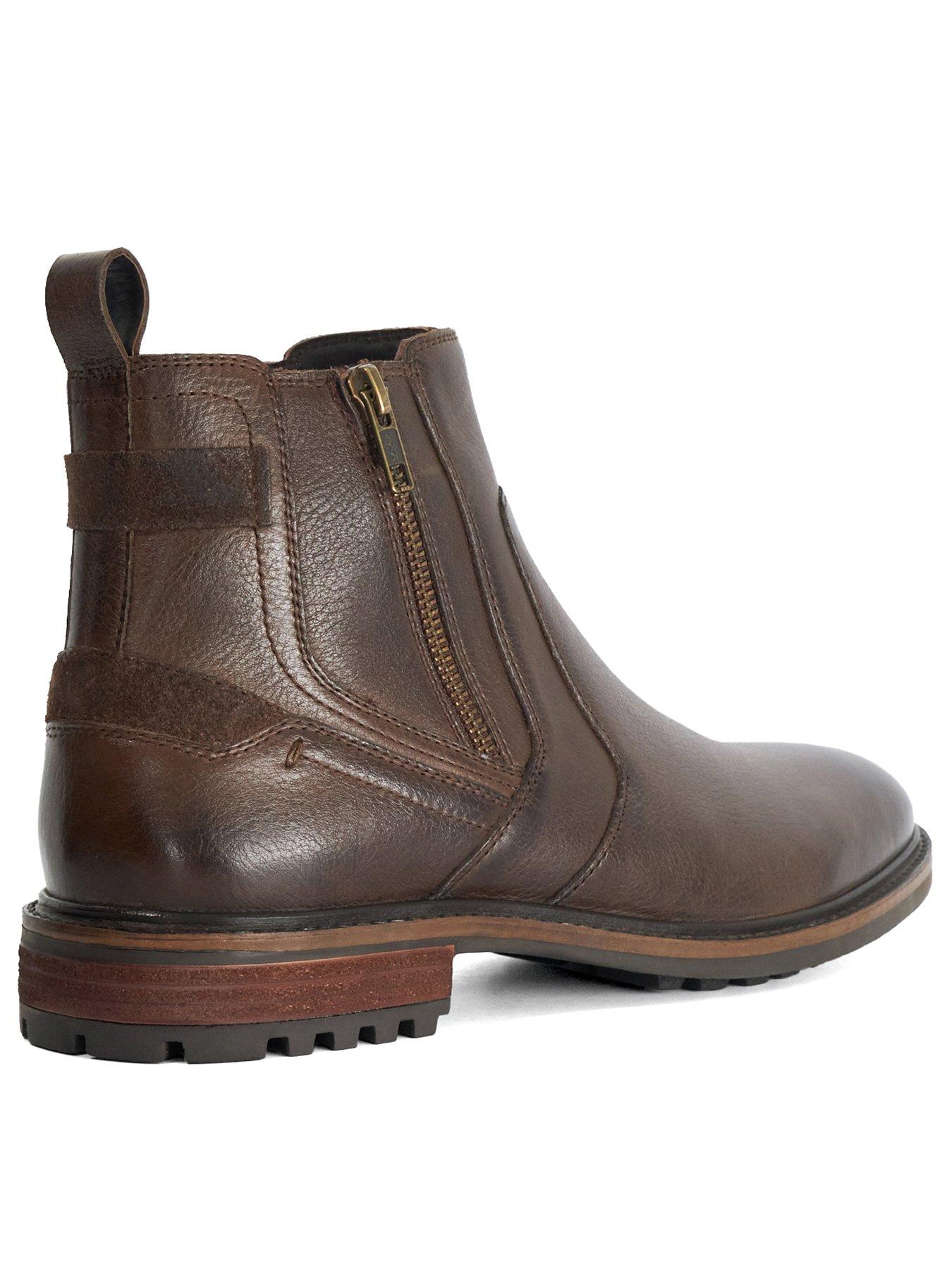 Image 4 of 6 of Dune London Mens Scouter Side Zip Chunky Tread Ankle Boots - Dark Brown