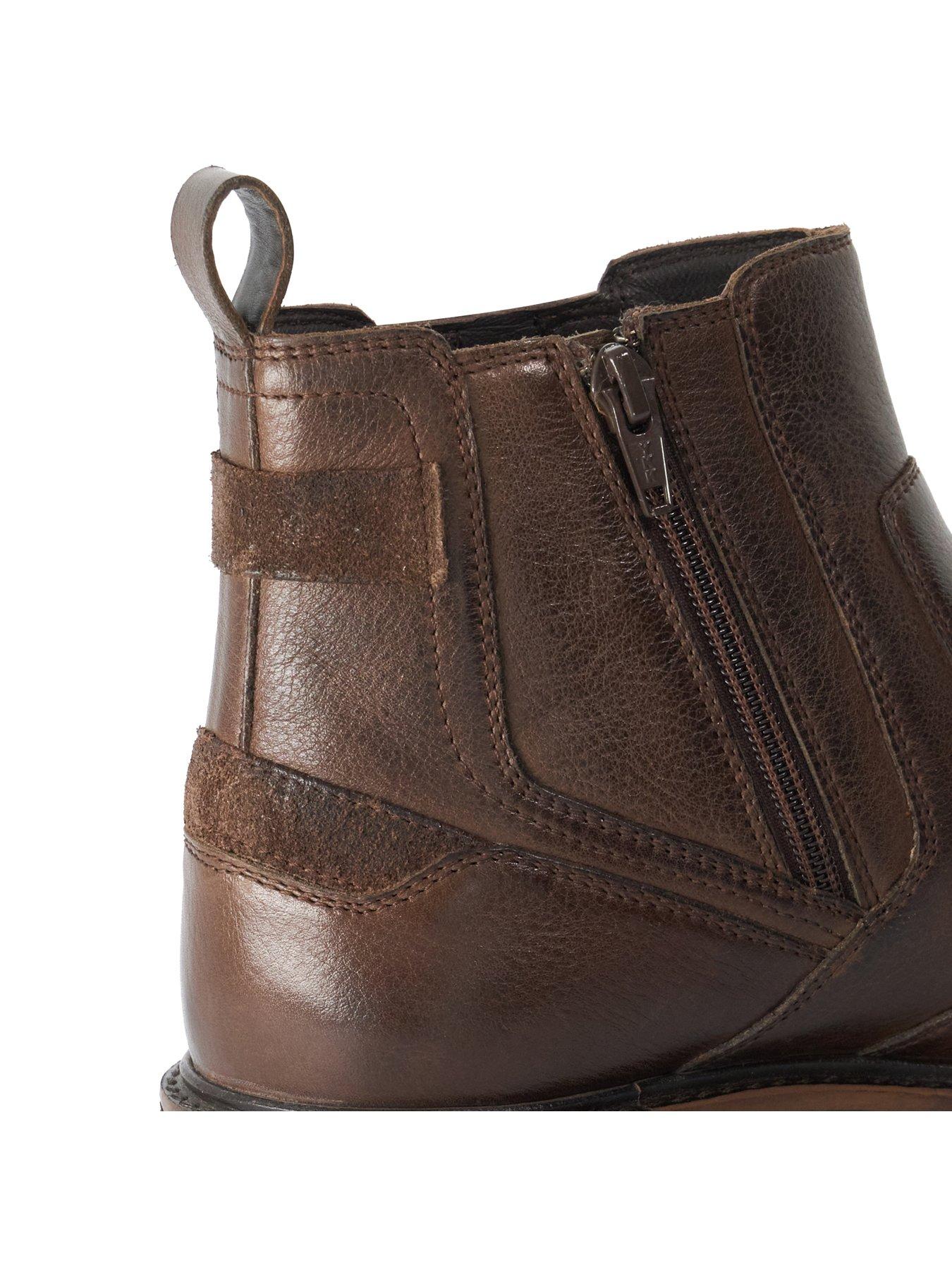 Image 6 of 6 of Dune London Mens Scouter Side Zip Chunky Tread Ankle Boots - Dark Brown