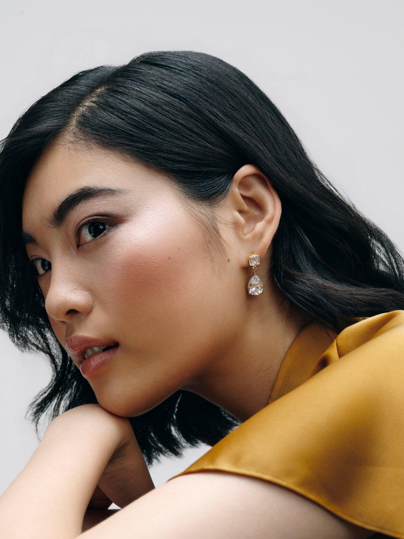 Image 4 of 7 of Cerene IRIA: Statement Crystal Drop Earrings