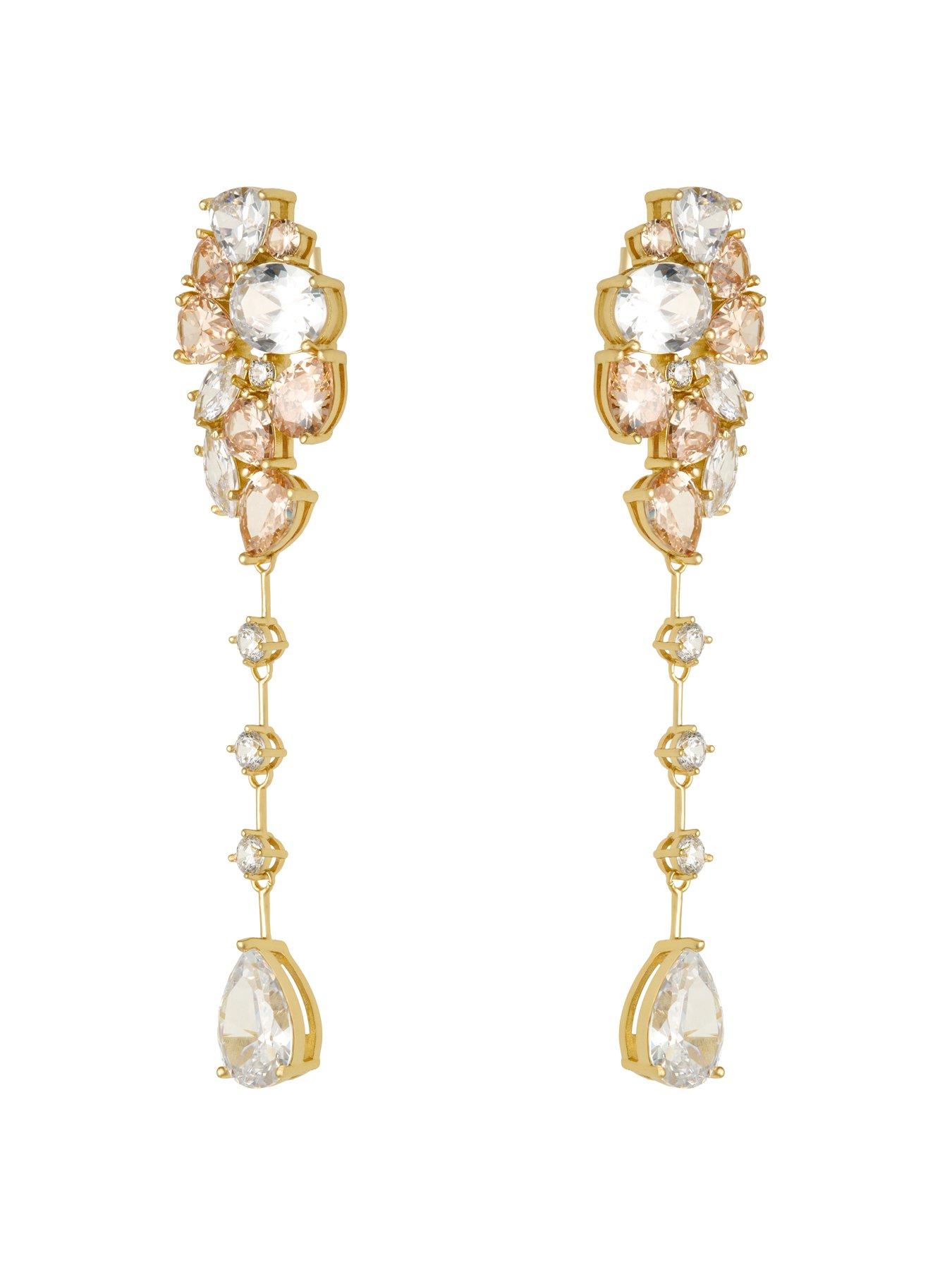 Image 4 of 7 of Cerene VIRE: Crystal Cluster Statement Drop Earrings