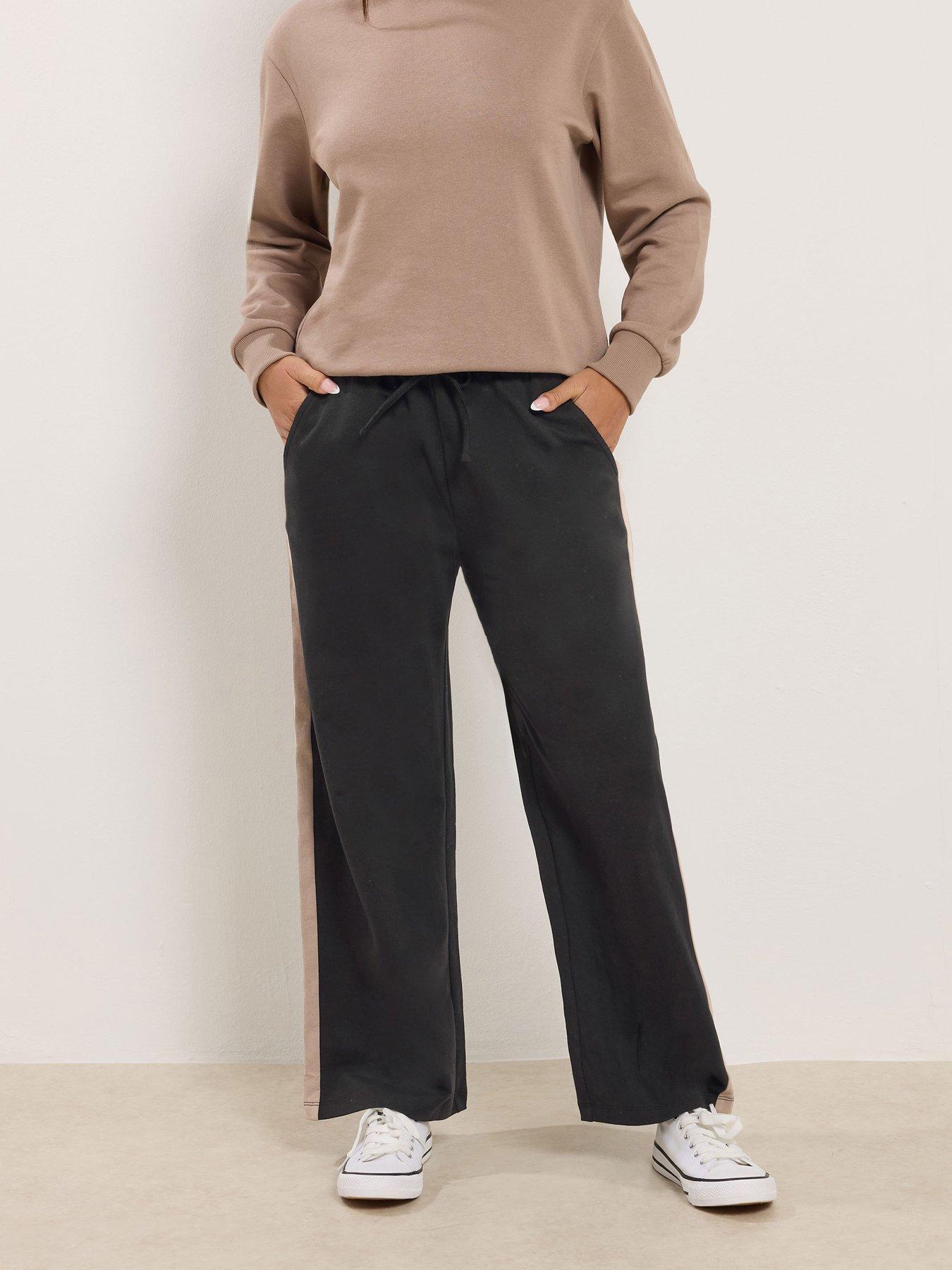 Image 1 of 4 of M&Co Petite Petite Side Stripe Cotton Wide Leg Jogger