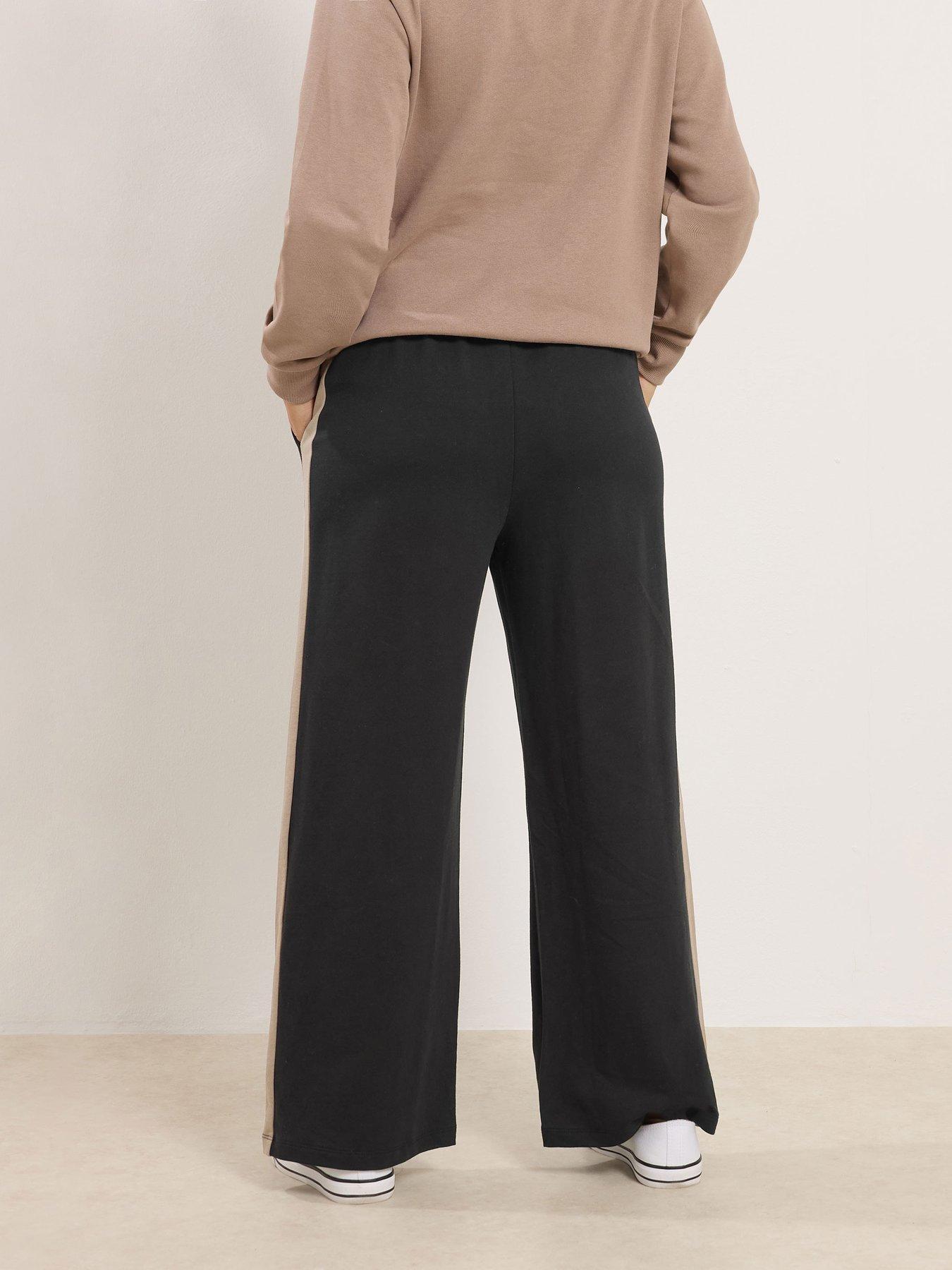 Image 2 of 4 of M&Co Petite Petite Side Stripe Cotton Wide Leg Jogger