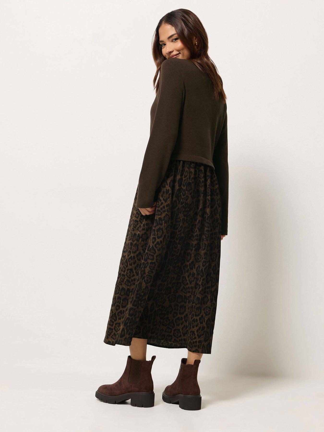 Image 2 of 4 of M&Co Petite Petite Animal Print 2 In 1 Midi Dress