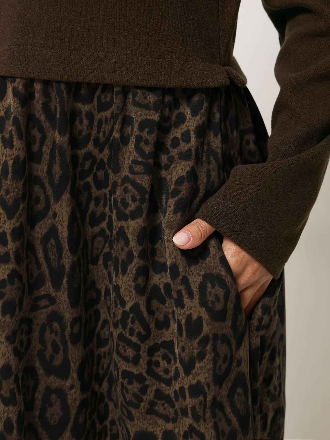 Image 4 of 4 of M&Co Petite Petite Animal Print 2 In 1 Midi Dress