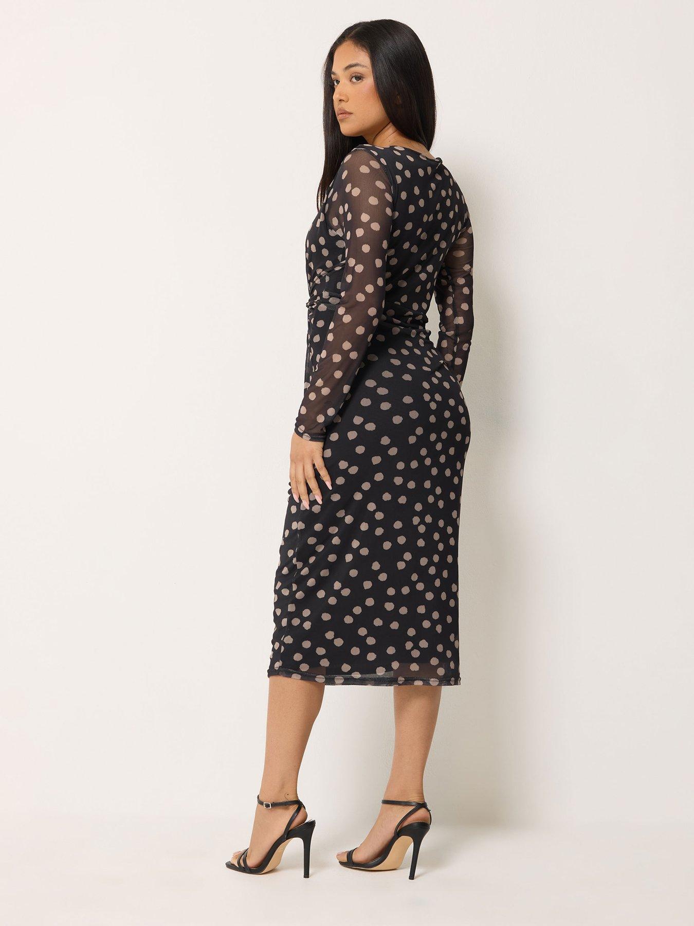 Image 2 of 4 of M&Co Petite Petite Polka Dot Side Twist Maxi Dress