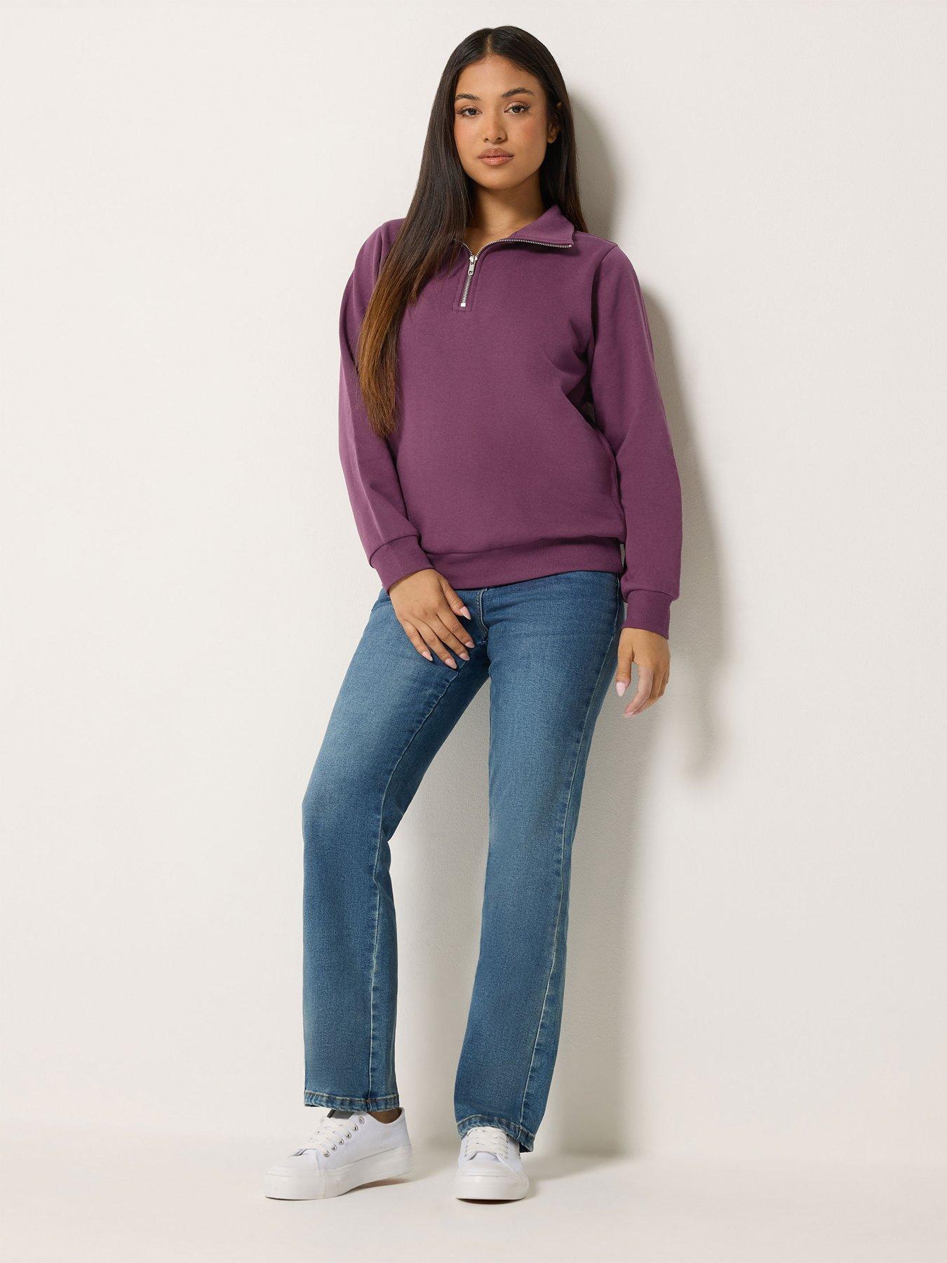 Image 3 of 4 of M&Co Petite Petite Quarter Zip Sweatshirt