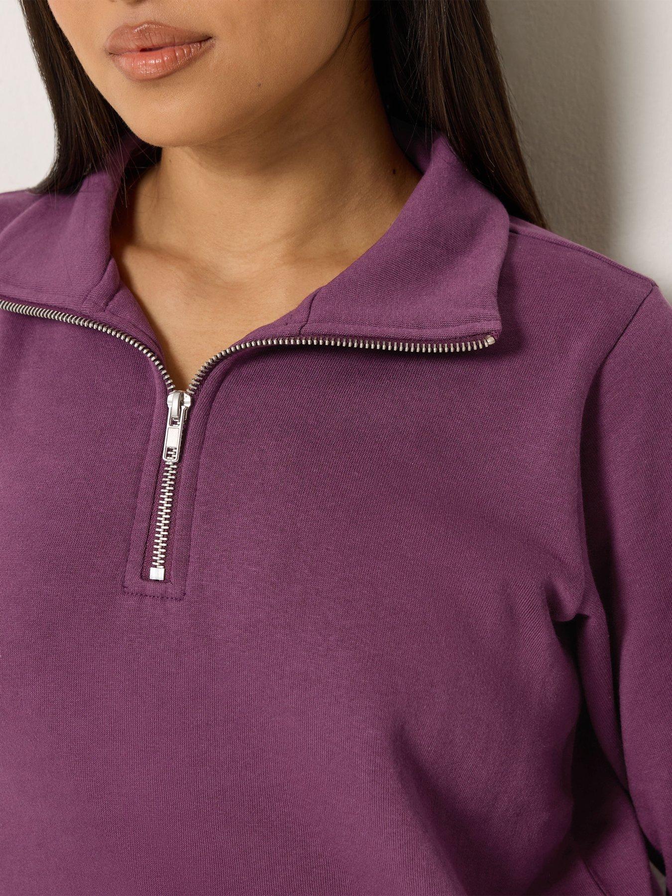 Image 4 of 4 of M&Co Petite Petite Quarter Zip Sweatshirt