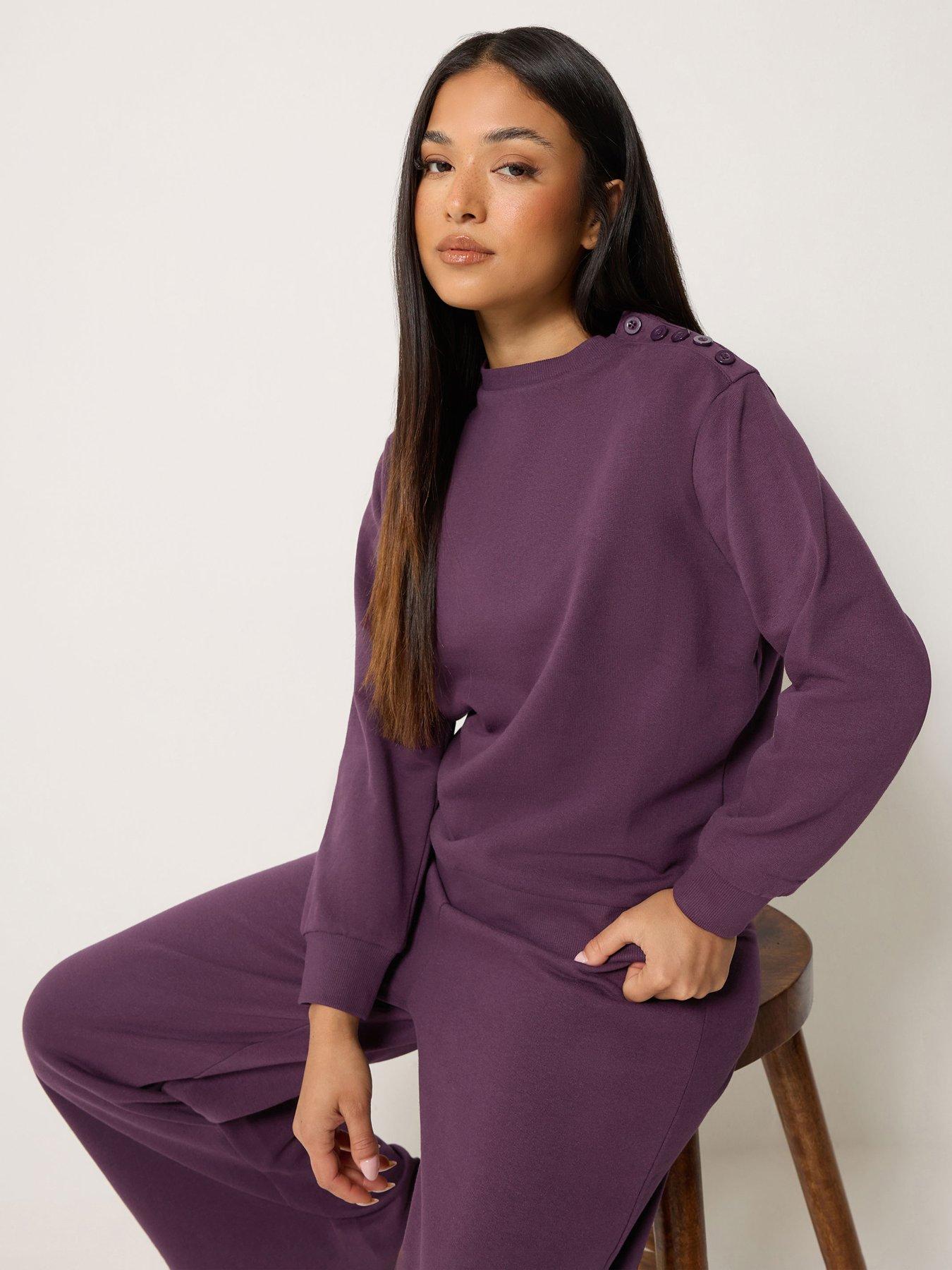 Image 1 of 4 of M&Co Petite Petite Button Detail Sweatshirt
