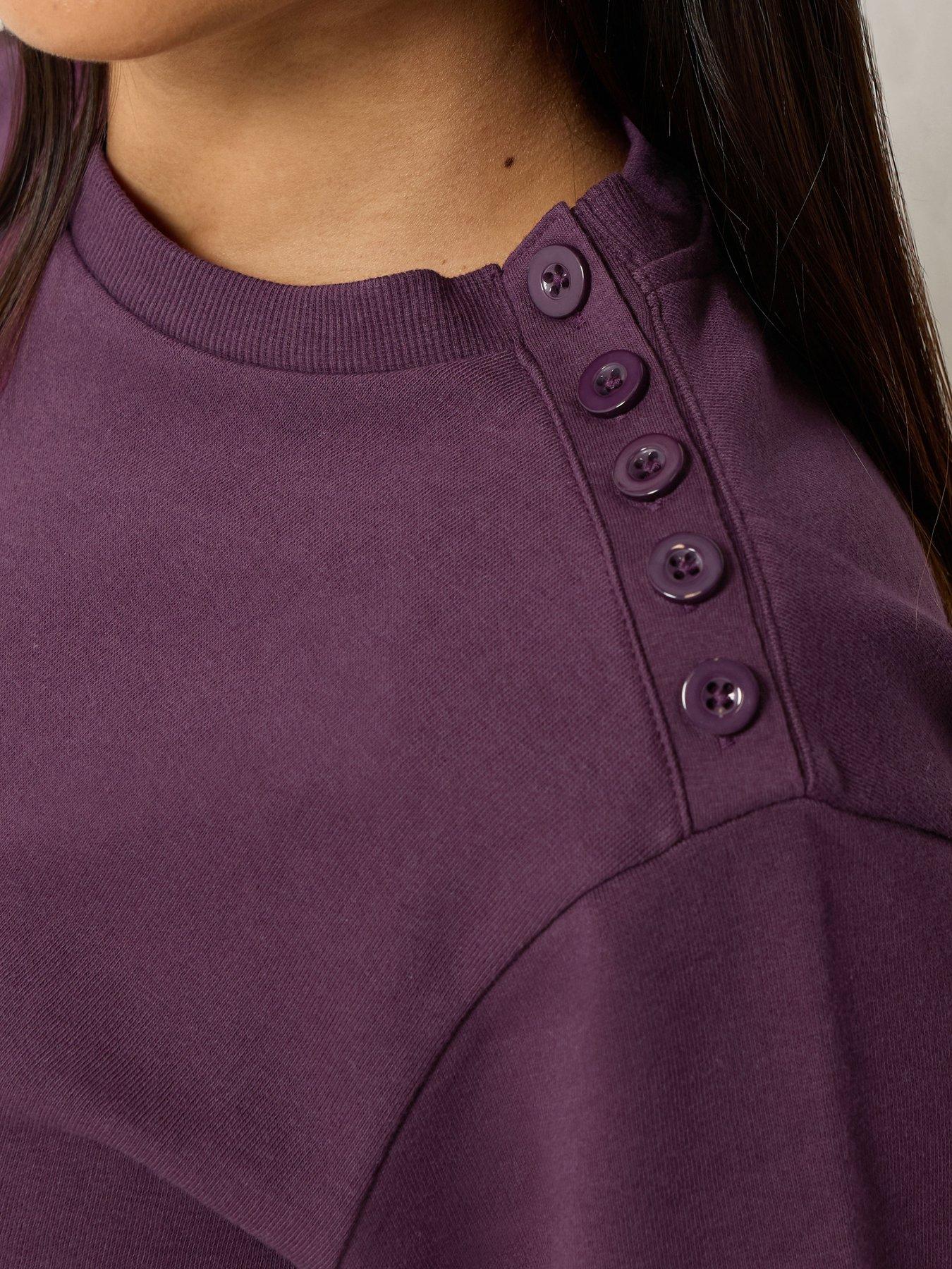 Image 4 of 4 of M&Co Petite Petite Button Detail Sweatshirt