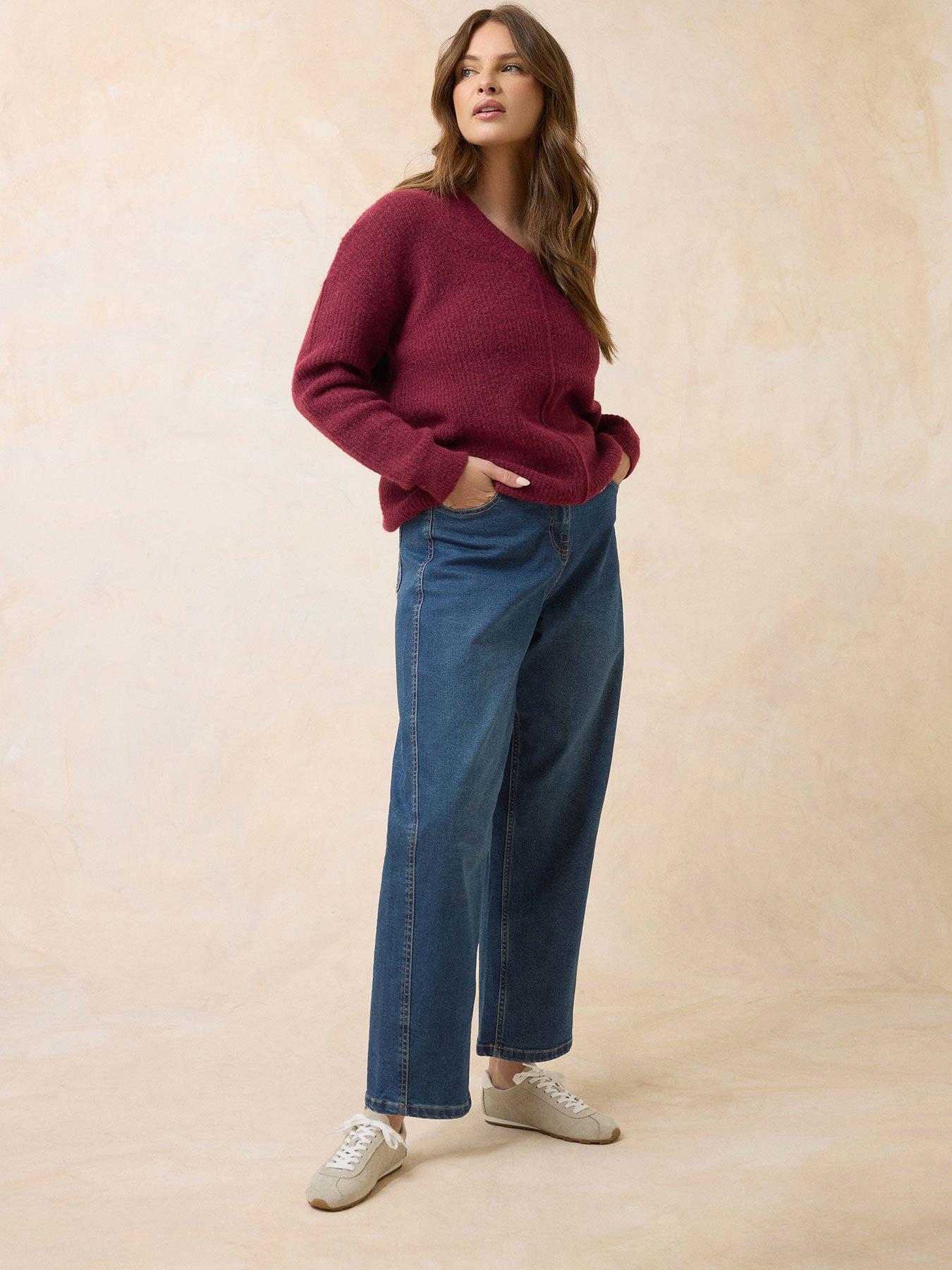 Image 1 of 4 of M&Co Petite Petite Indigo Barrel Leg Jean 27"