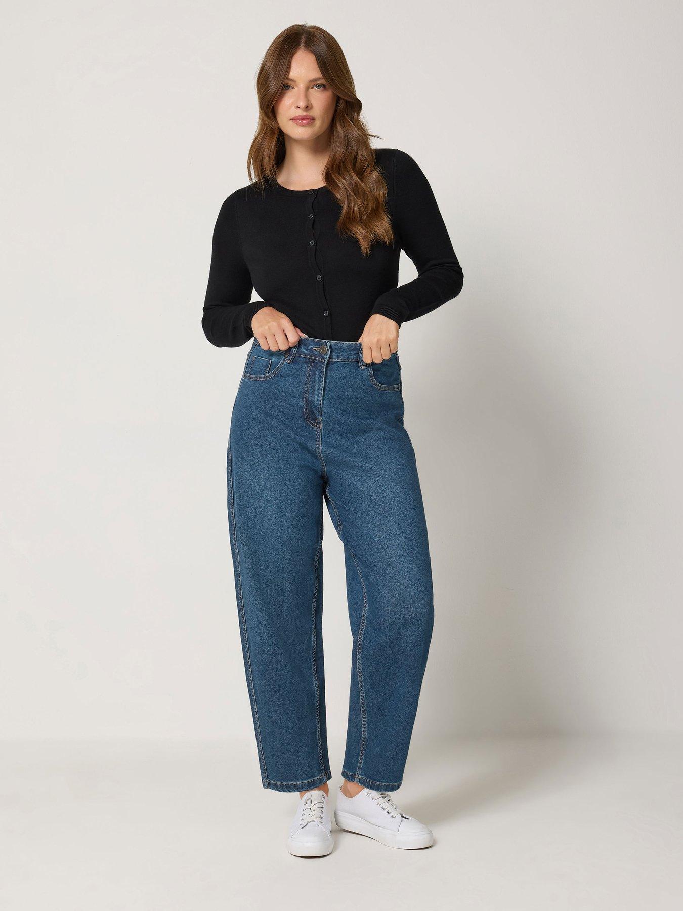 Image 3 of 4 of M&Co Petite Petite Indigo Barrel Leg Jean 27"