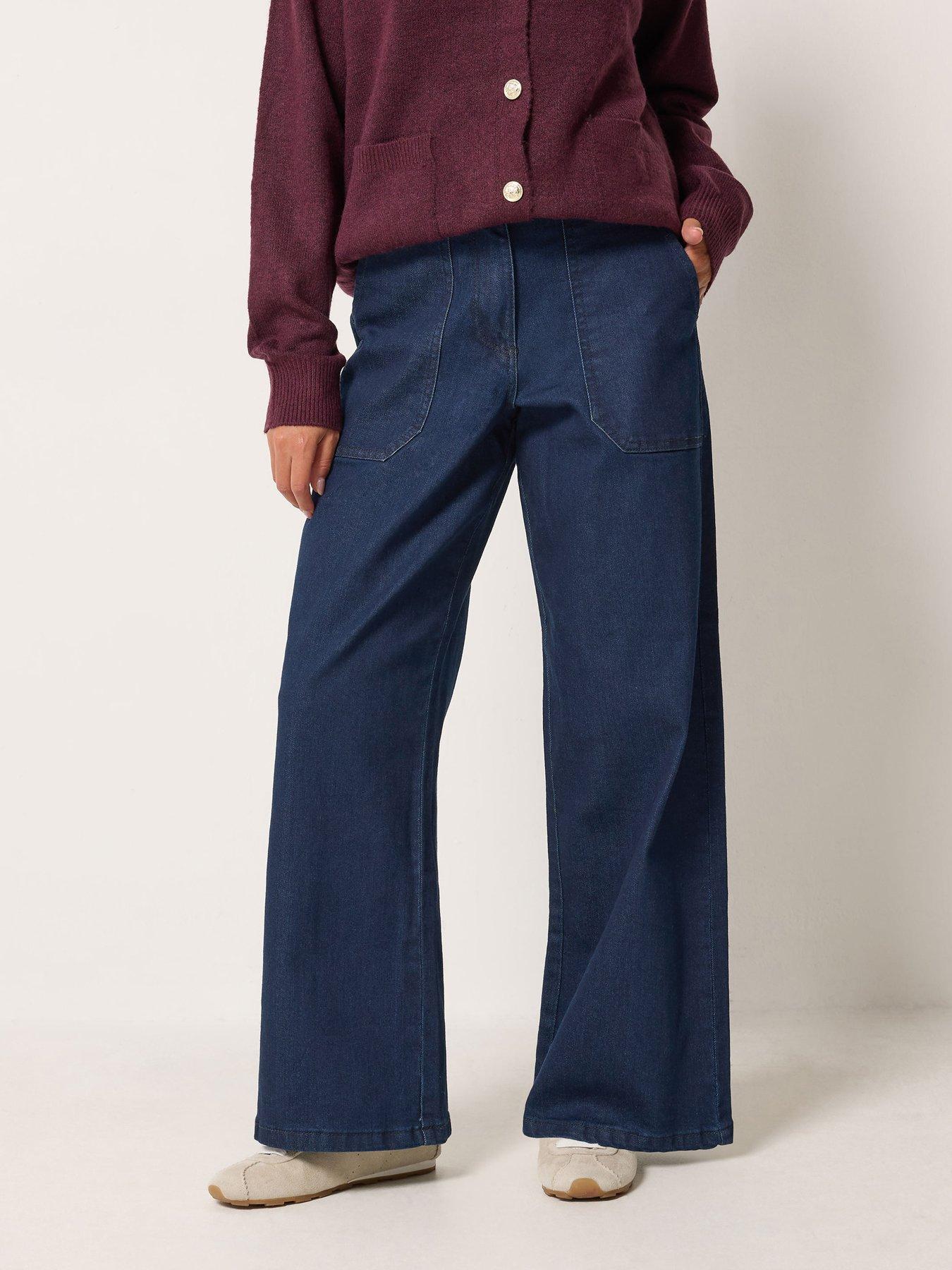 Image 1 of 4 of M&Co Petite Petite Indigo Wide Leg Carpenter Jean 27"