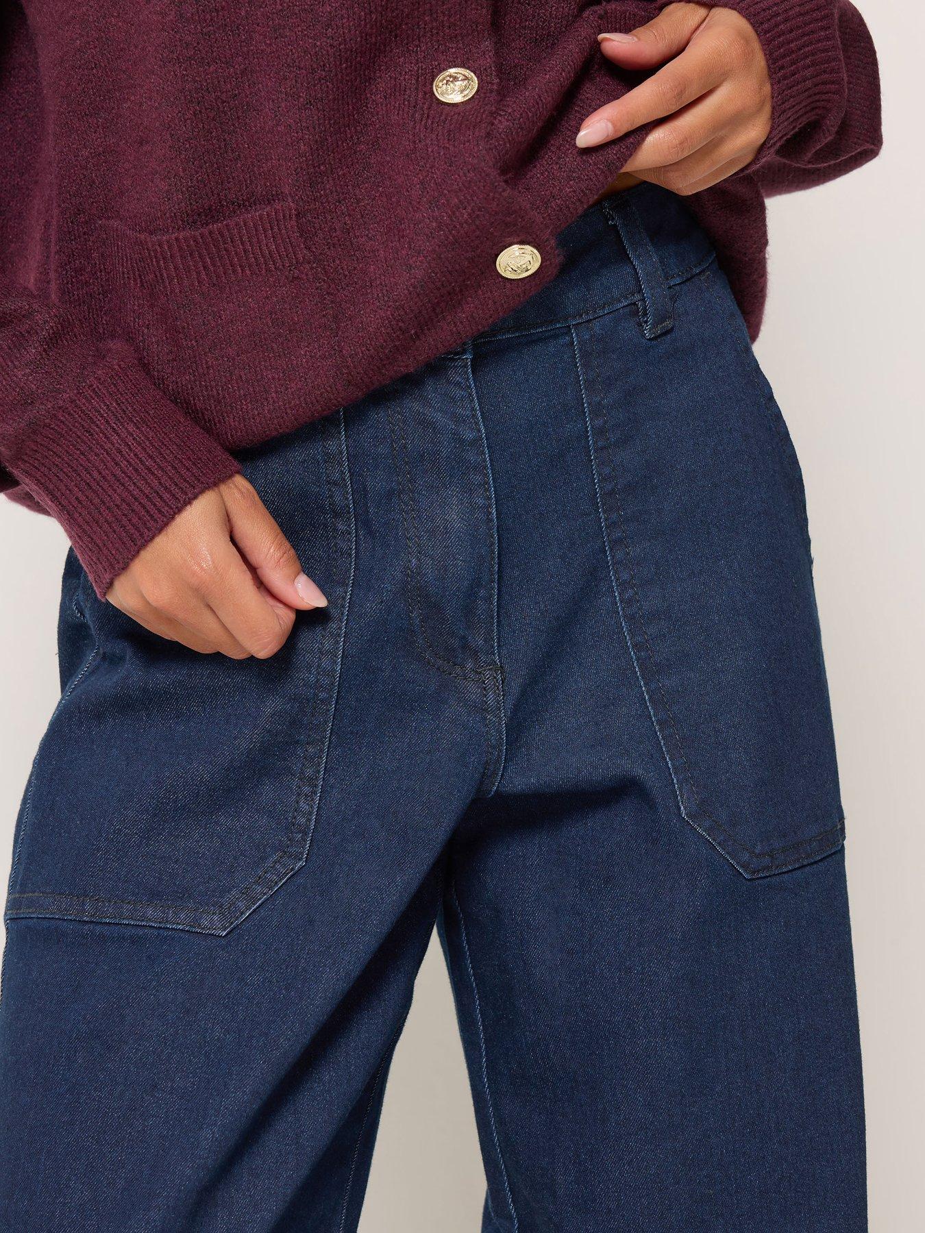 Image 4 of 4 of M&Co Petite Petite Indigo Wide Leg Carpenter Jean 27"