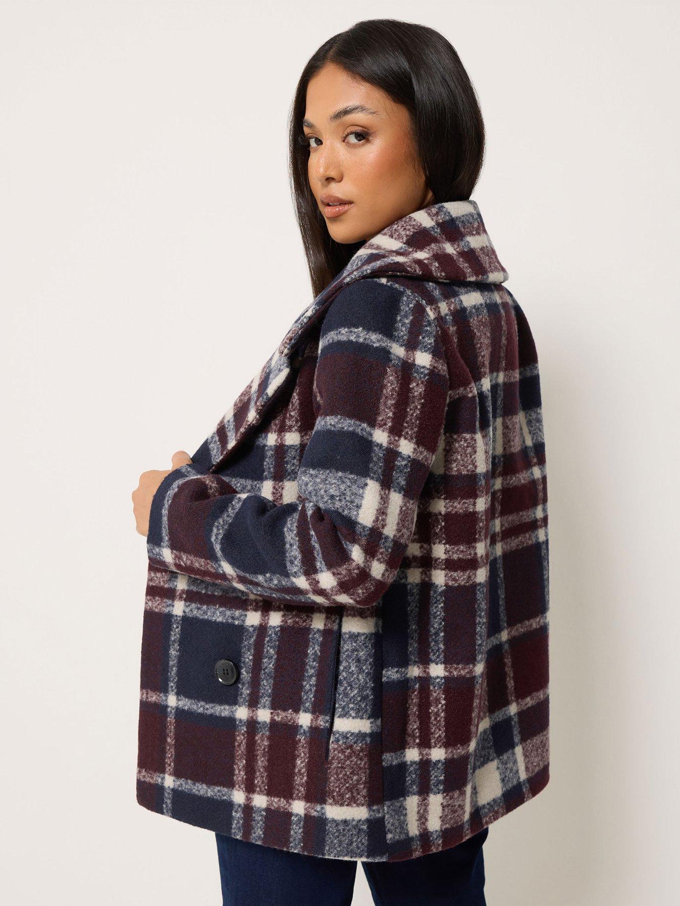 Image 2 of 4 of M&Co Petite Petite Check Peacoat